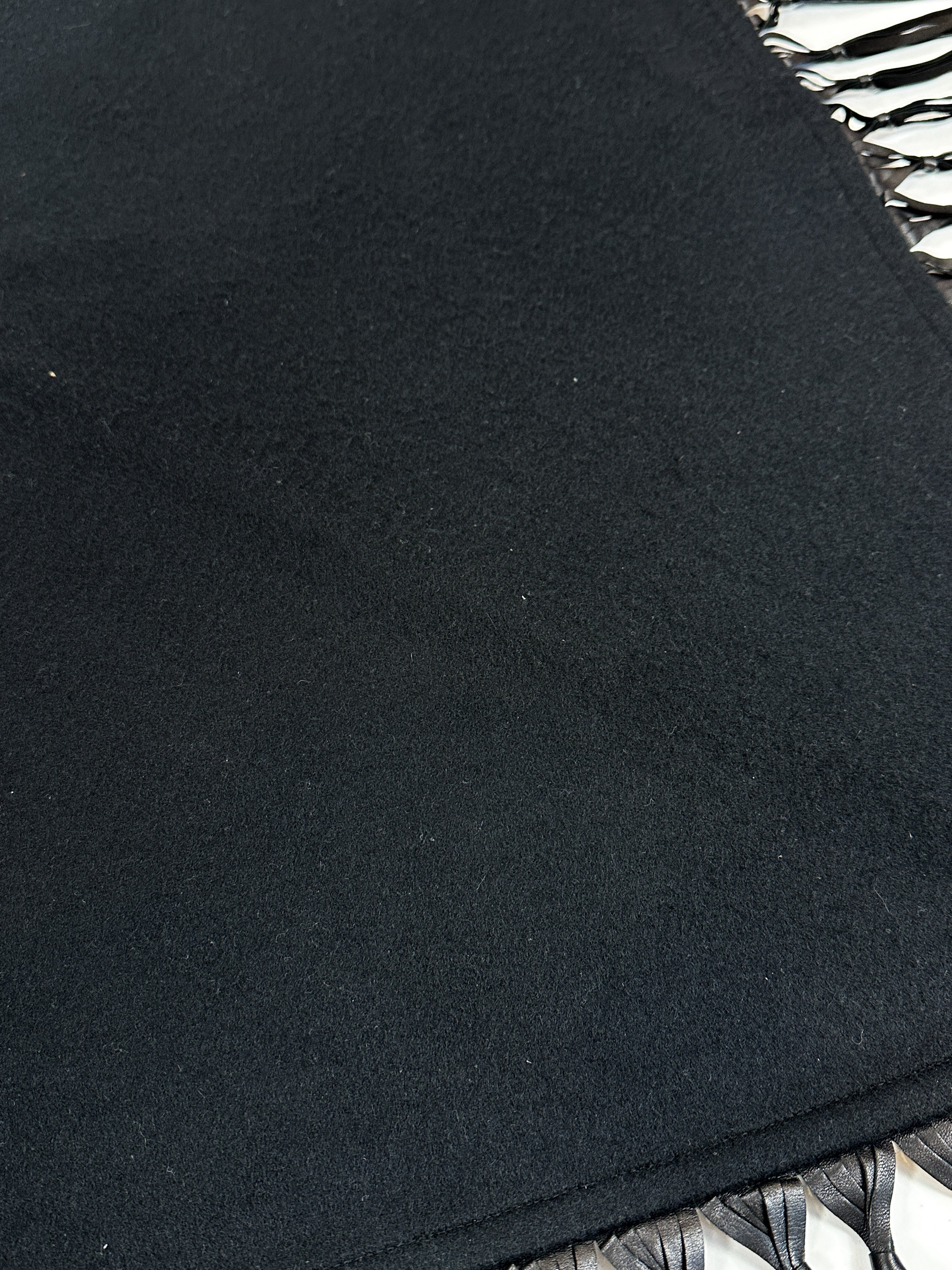 Hermès  Fringed Leather Plaid Cashmere Triangle Shawl