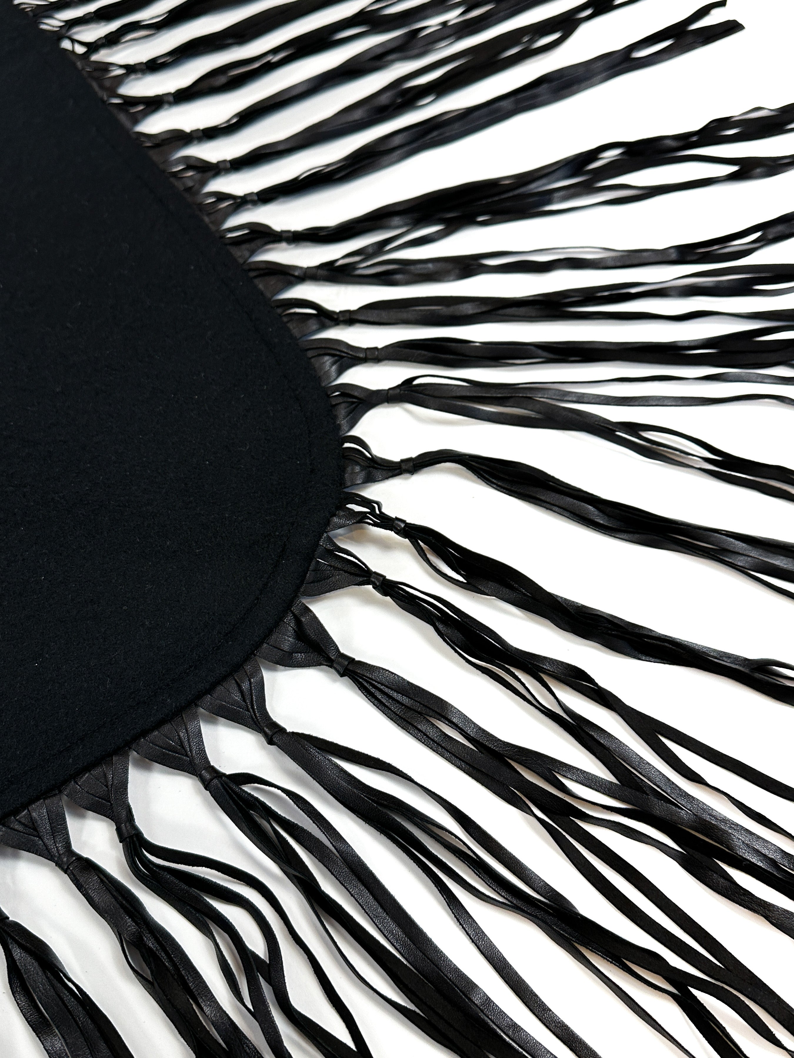 Hermès  Fringed Leather Plaid Cashmere Triangle Shawl