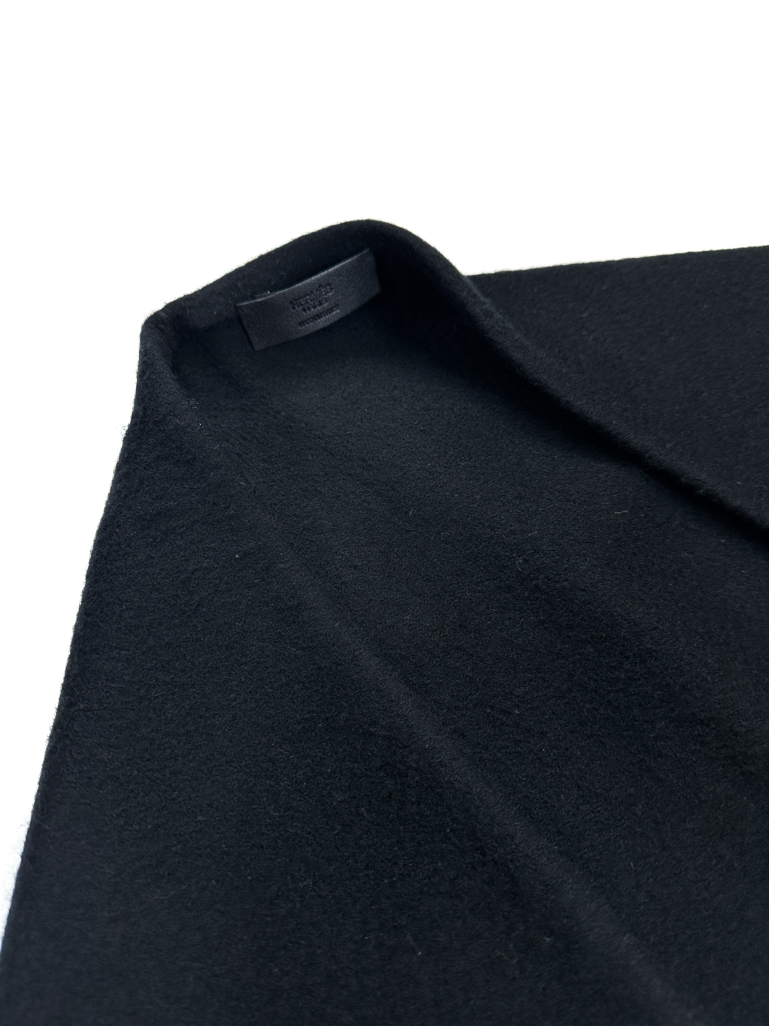 Hermès  Fringed Leather Plaid Cashmere Triangle Shawl