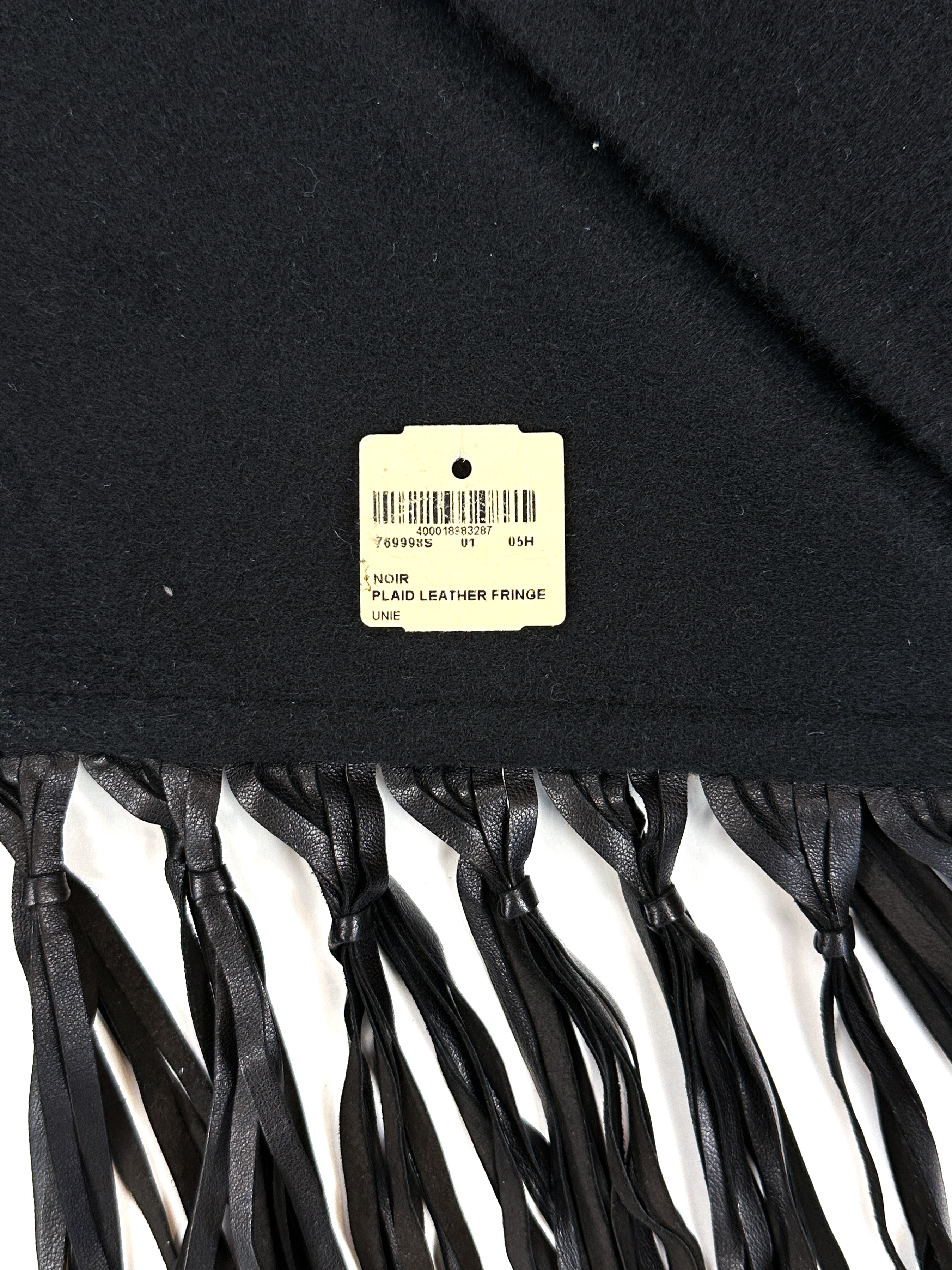 Hermès  Fringed Leather Plaid Cashmere Triangle Shawl