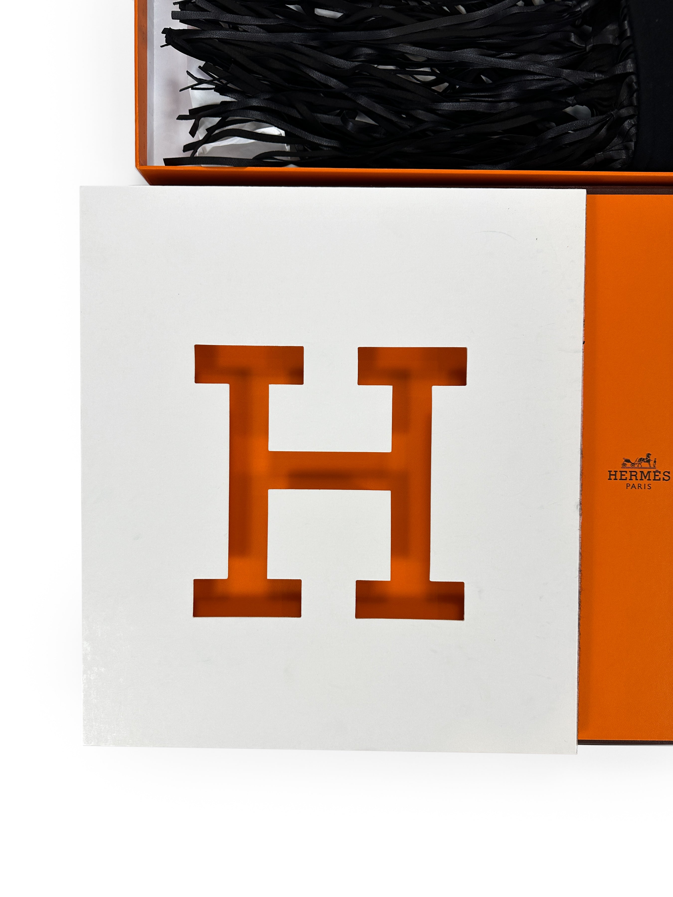 Hermès  Fringed Leather Plaid Cashmere Triangle Shawl