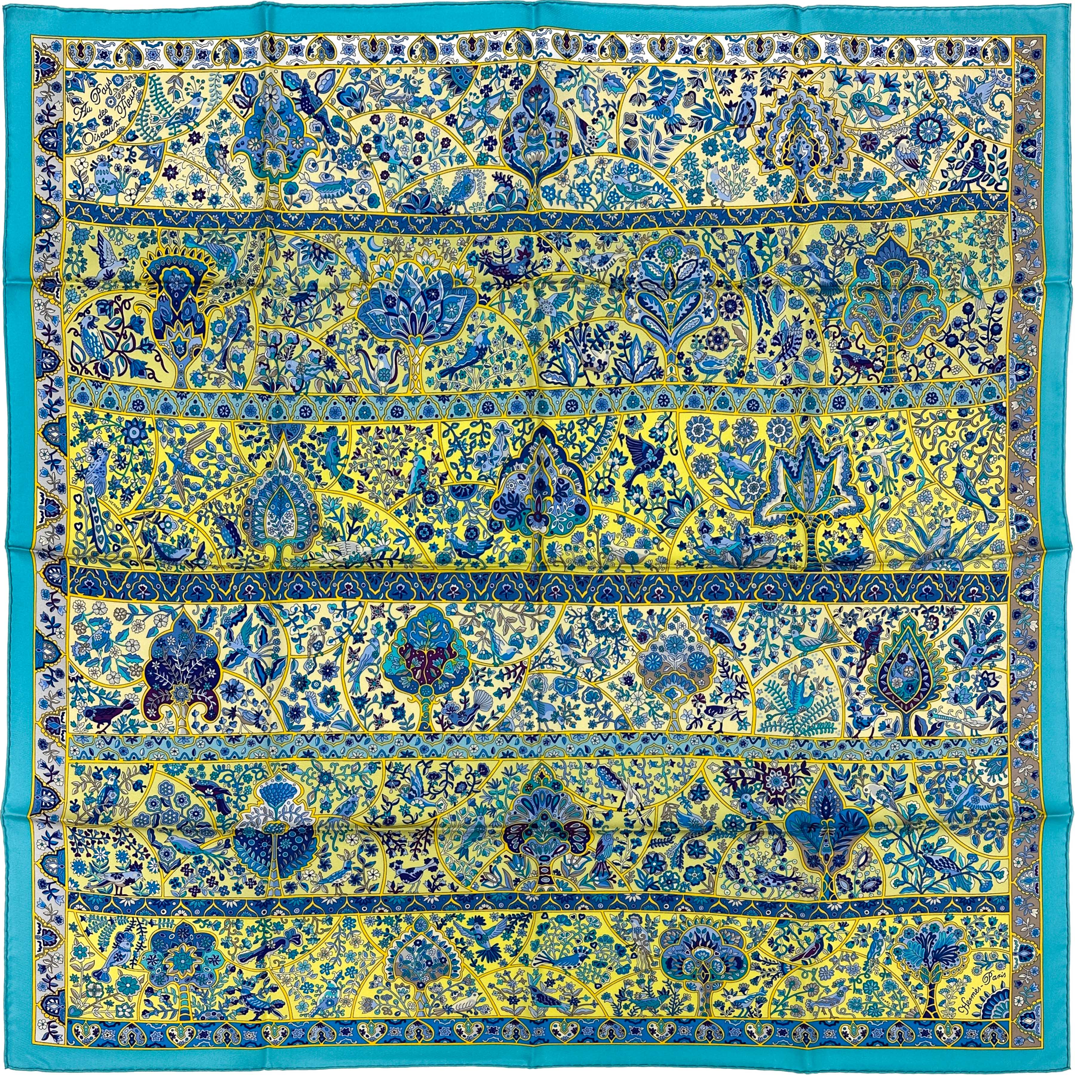 Hermès Au Pays des Oiseaux Fleurs 90