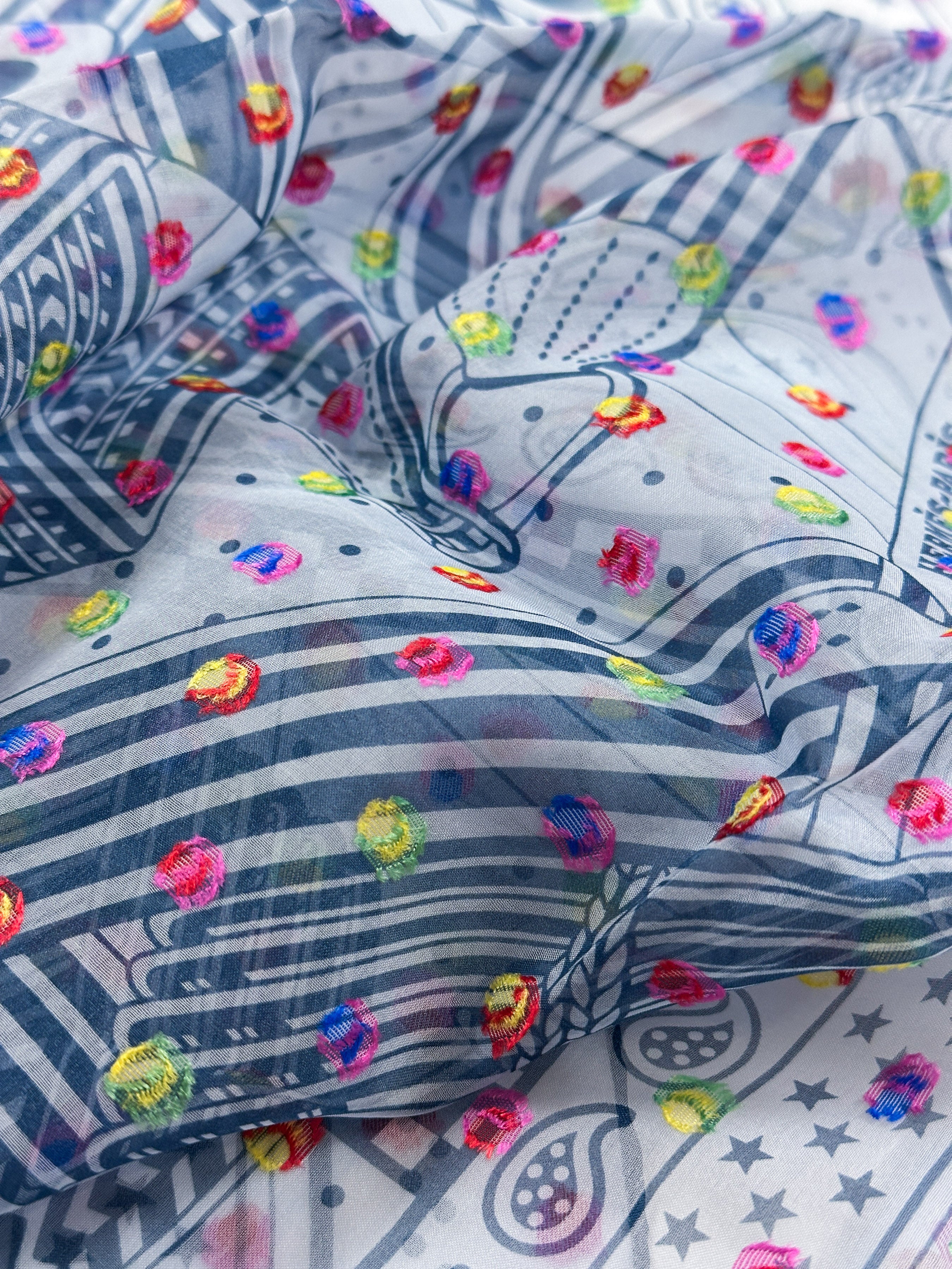 Hermès Sangles en Zig Zag Pois Rainbow Mousseline 60