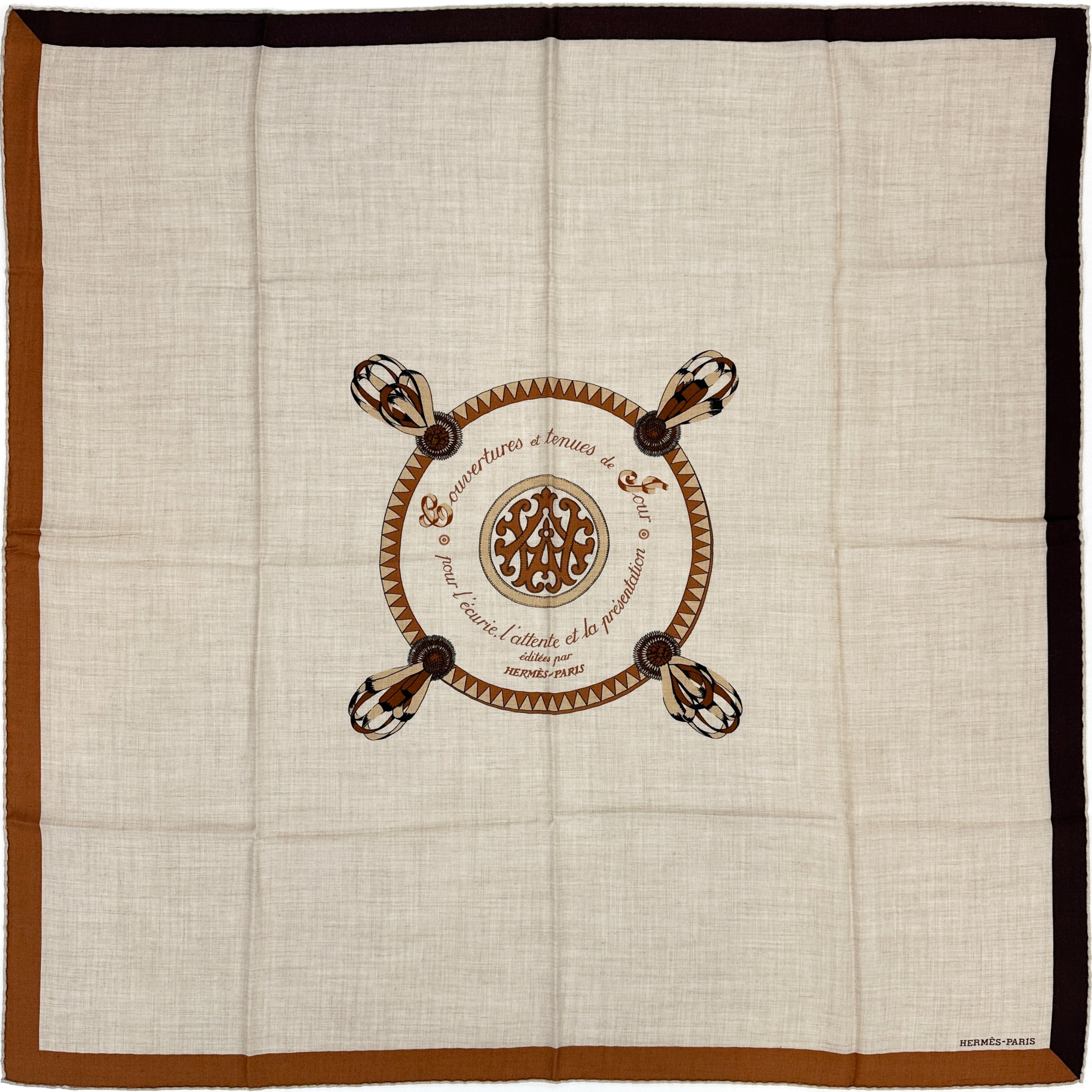 Hermès Encadré Blason Cashmere Silk 90