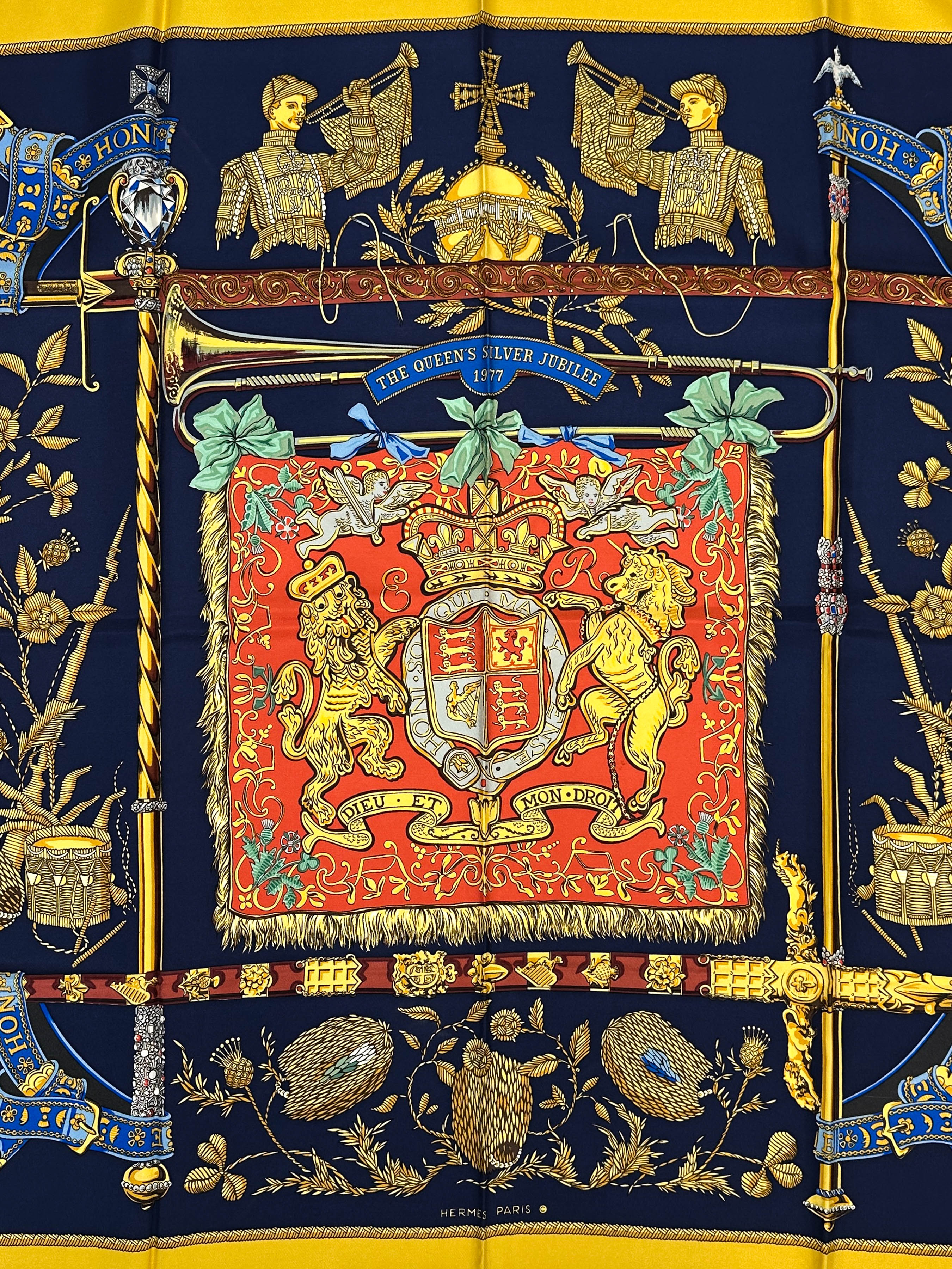 Hermès Special Edition 1977 The Queen's Silver Jubilee Dieu et Mon Droit 90