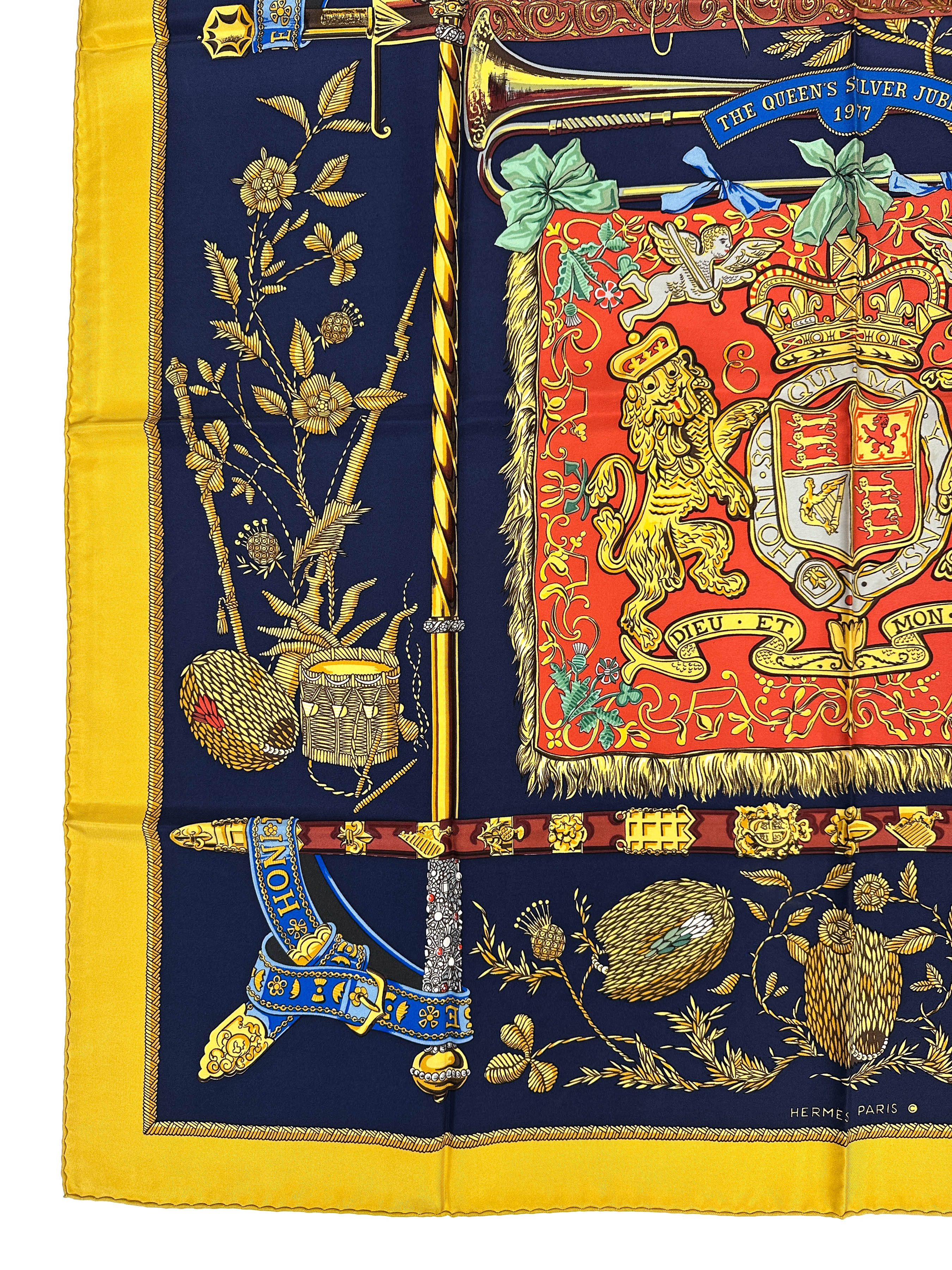 Hermès Special Edition 1977 The Queen's Silver Jubilee Dieu et Mon Droit 90