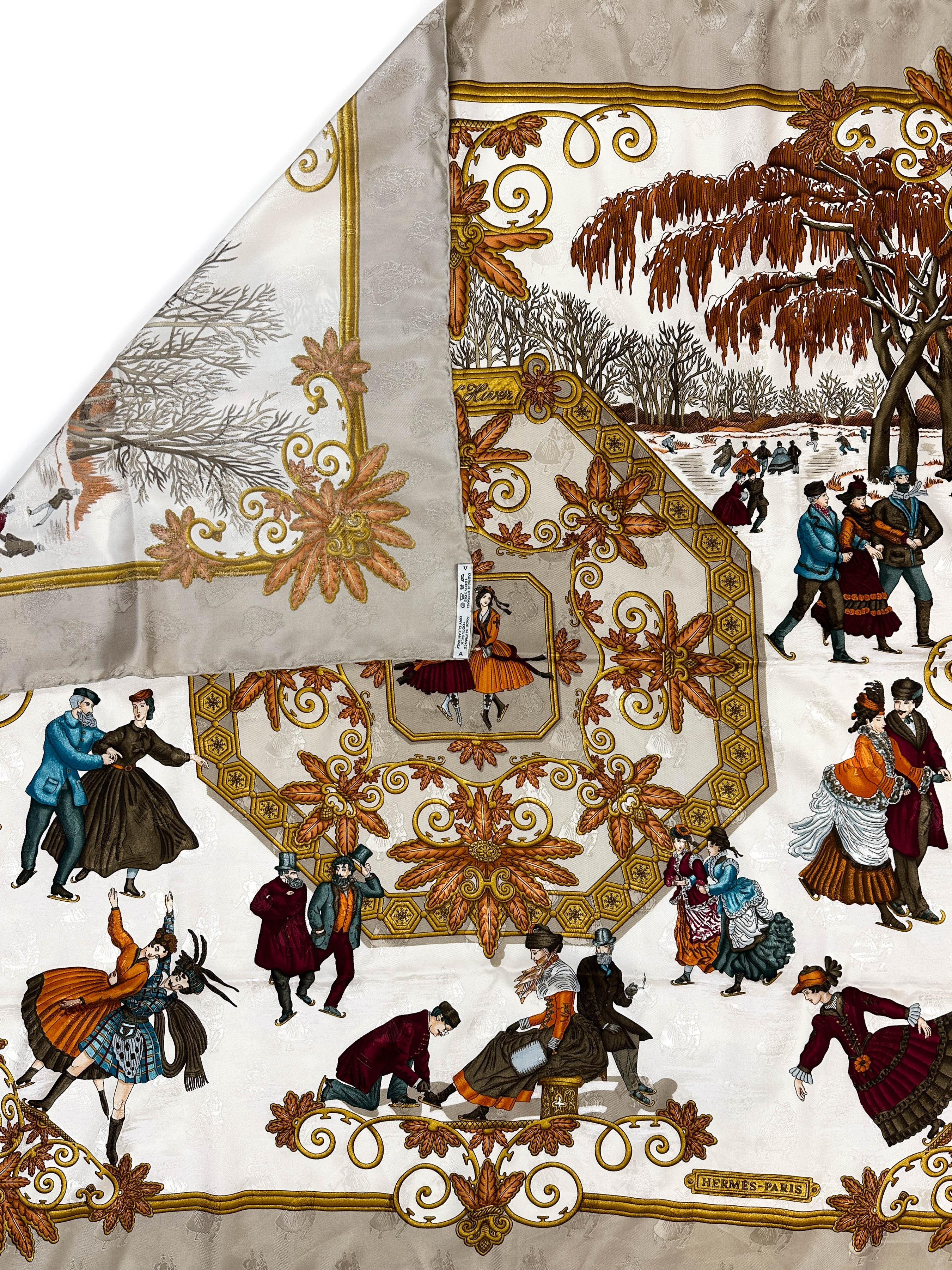 エルメス カレ90 Joies D’hiver シルク100% Hermès Joies d'Hiver Jacquard 90
