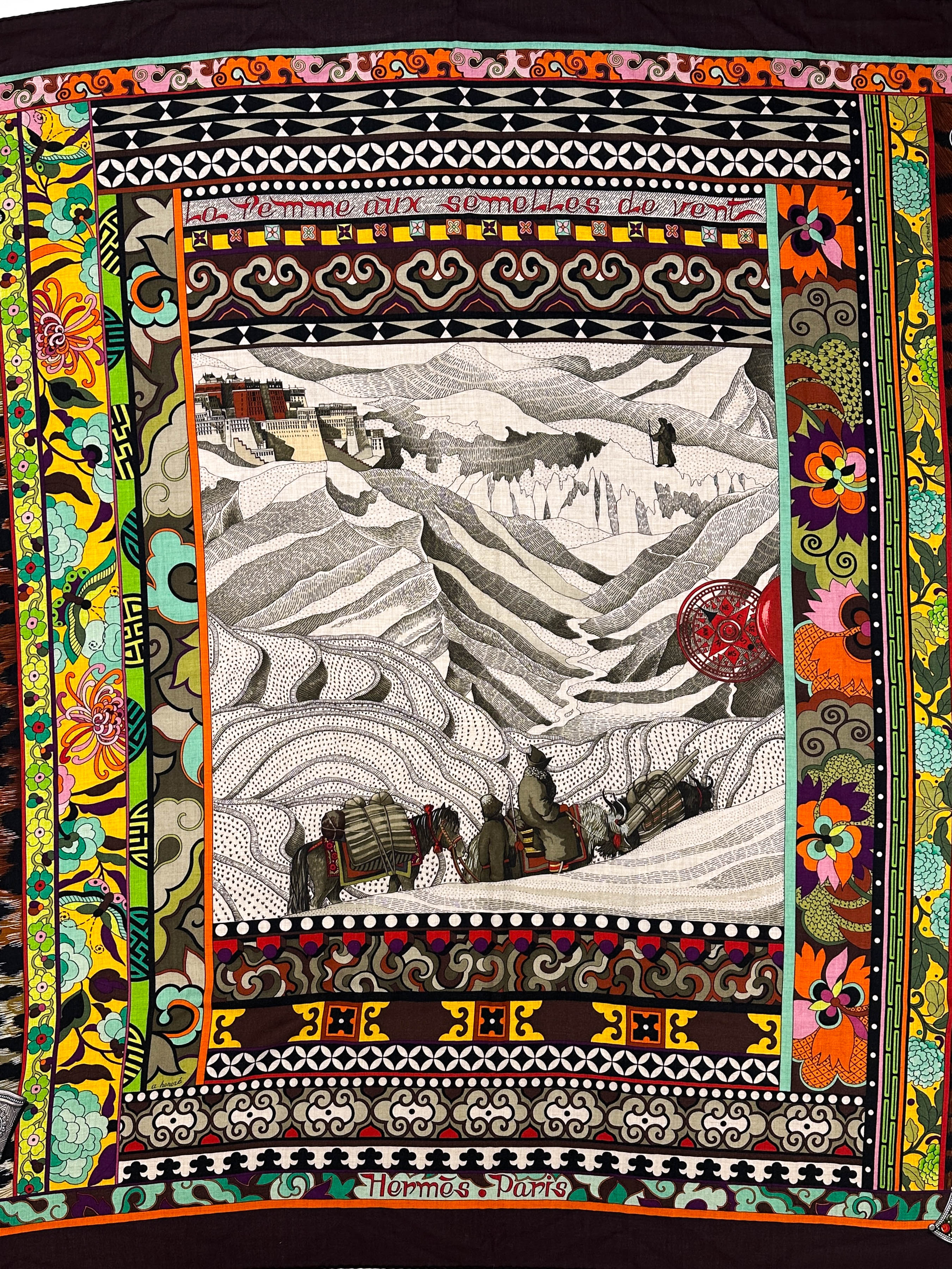 Hermès La Femme aux Semelles de Vent Cashmere Silk 140