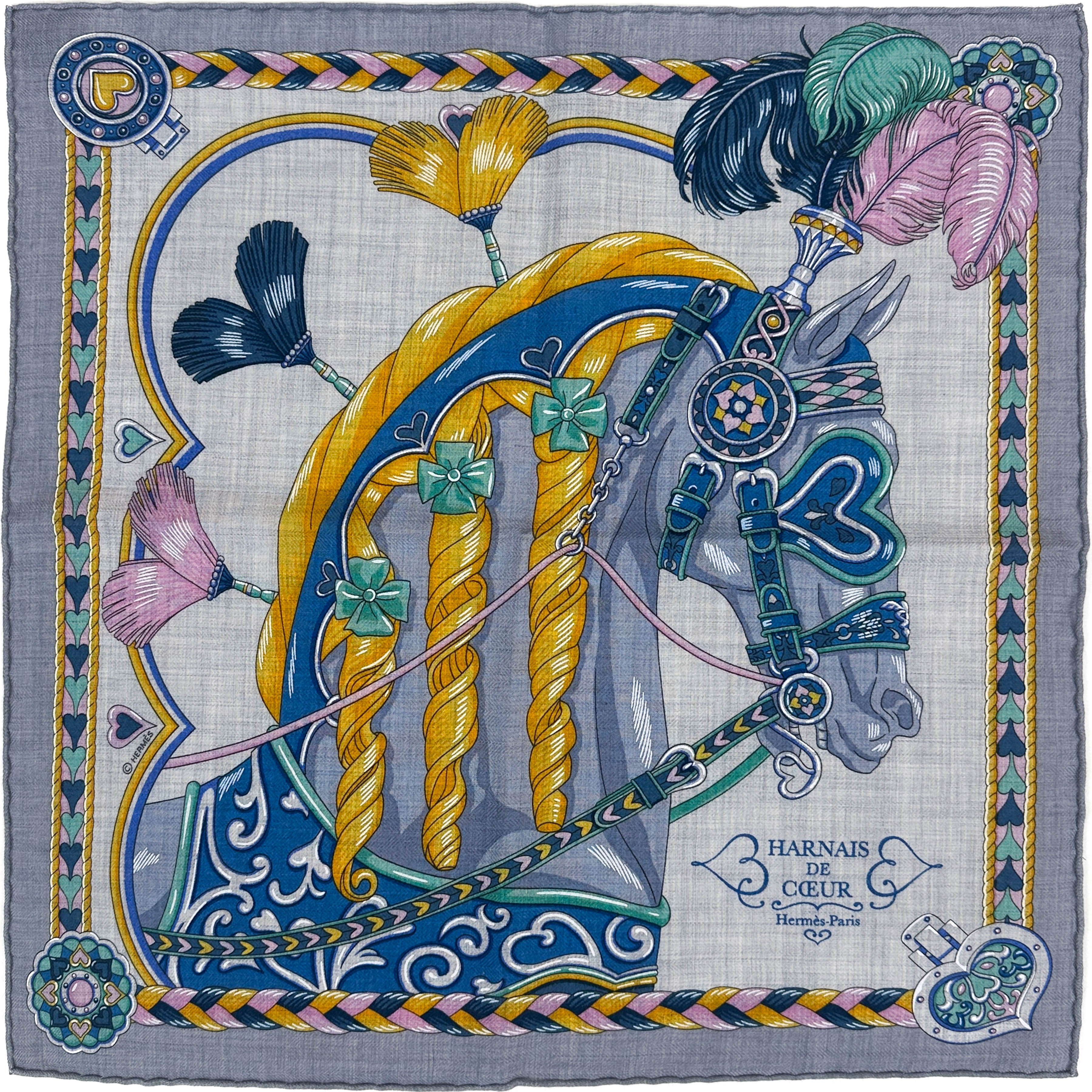 Hermès Harnais de Coeur Cashmere Silk 45