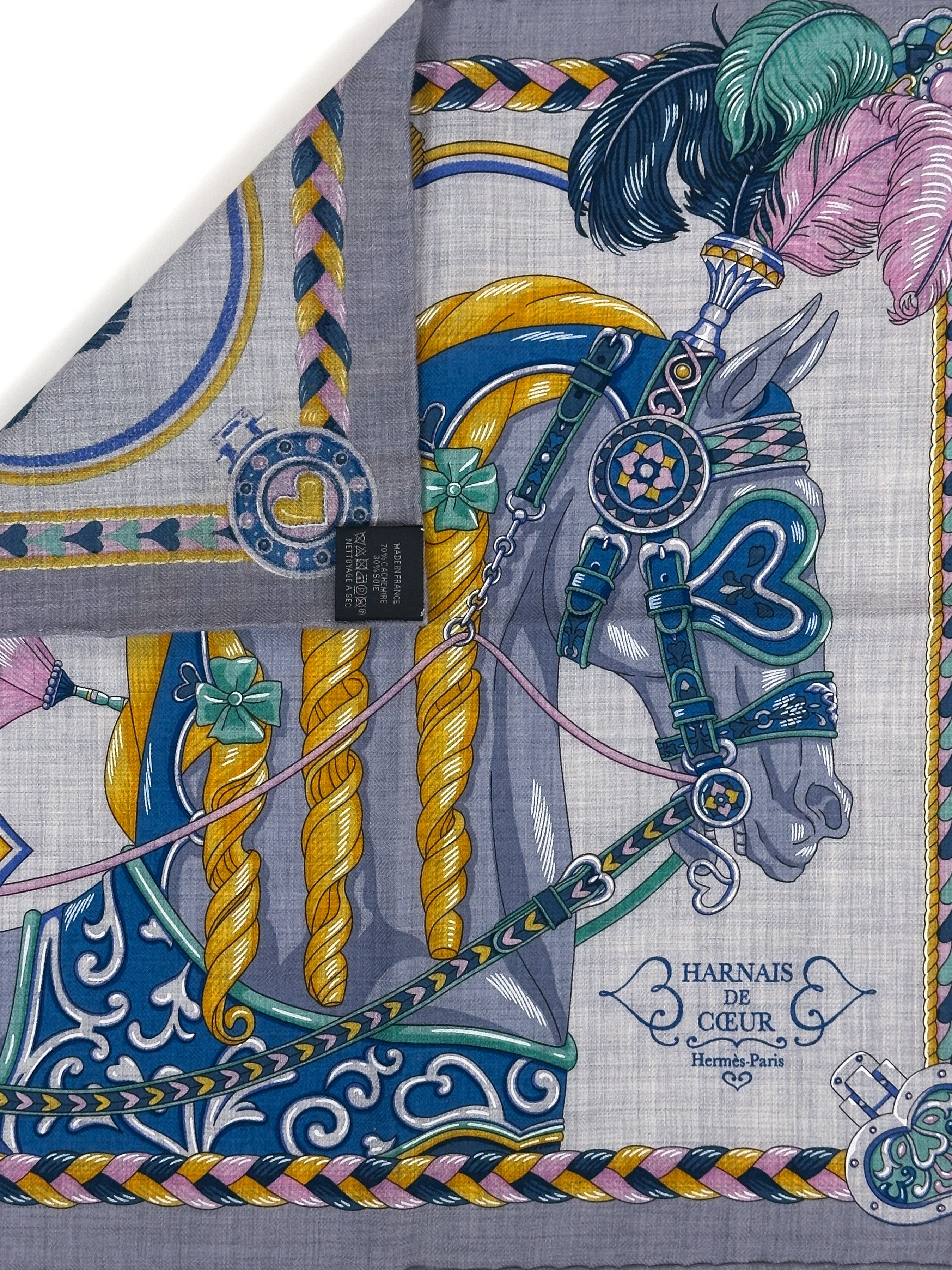 Hermès Harnais de Coeur Cashmere Silk 45