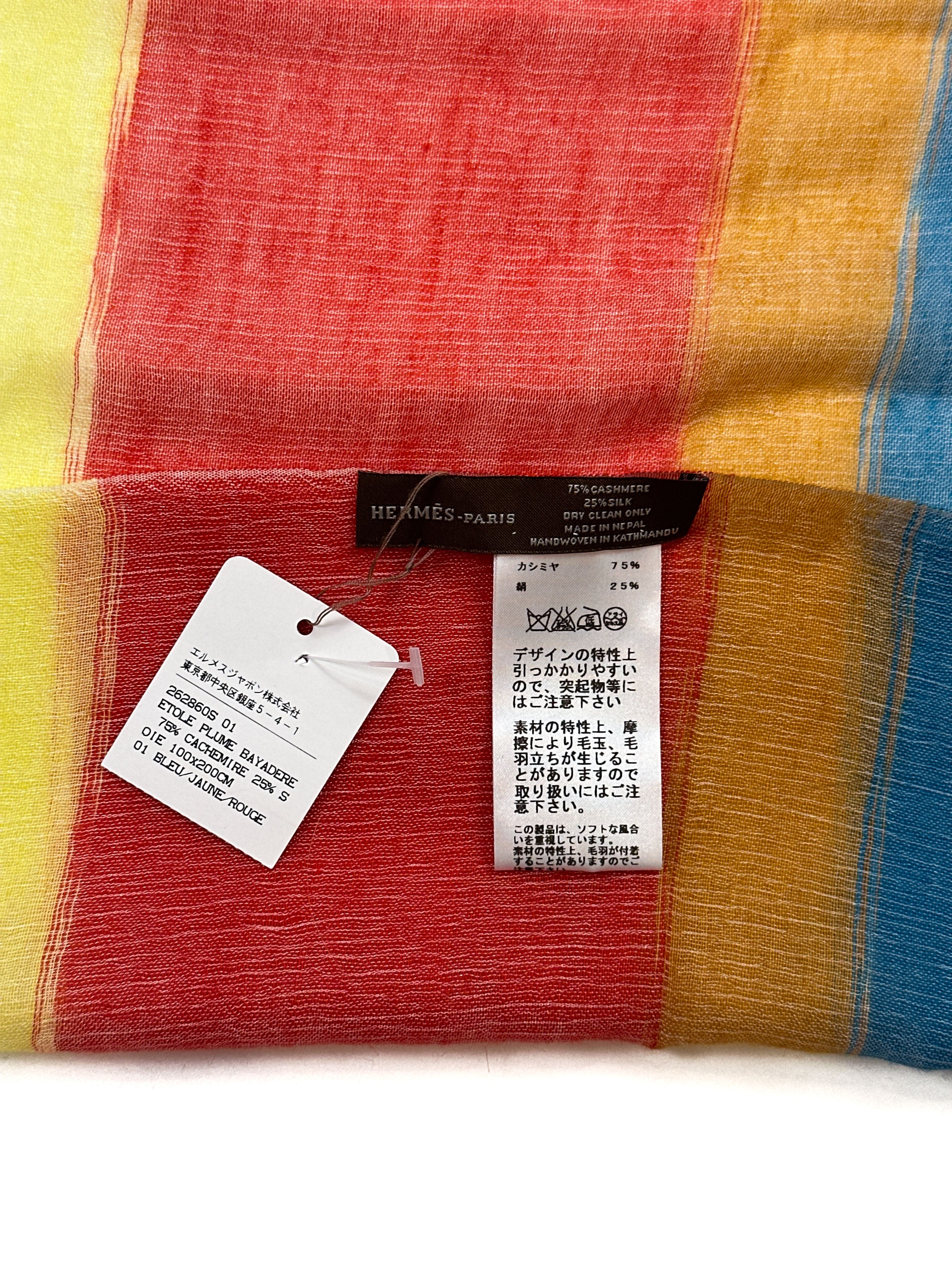 Hermès Etole Plume Bayadere Shawl