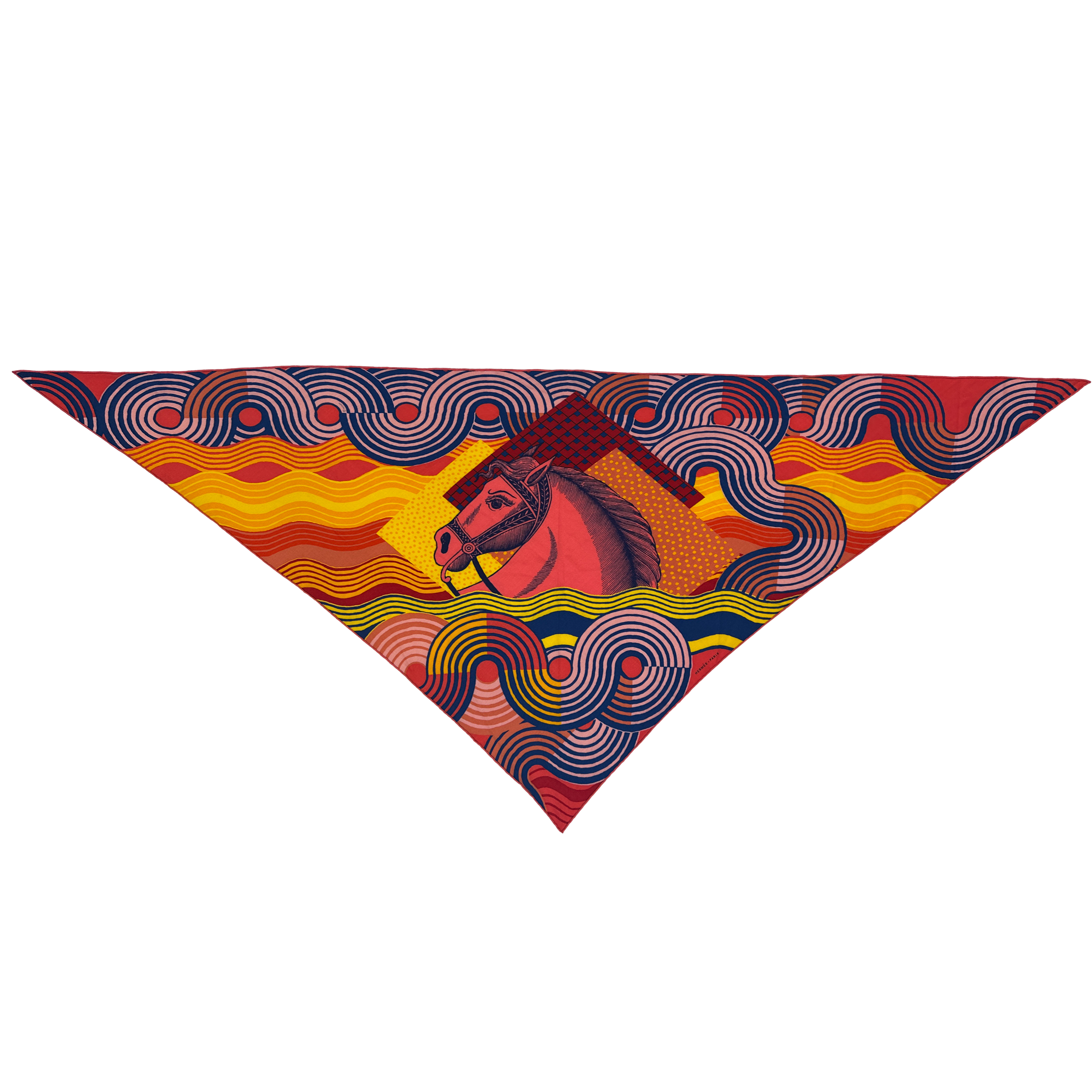 Hermès Cheval Vague Cashmere Silk Giant Triangle