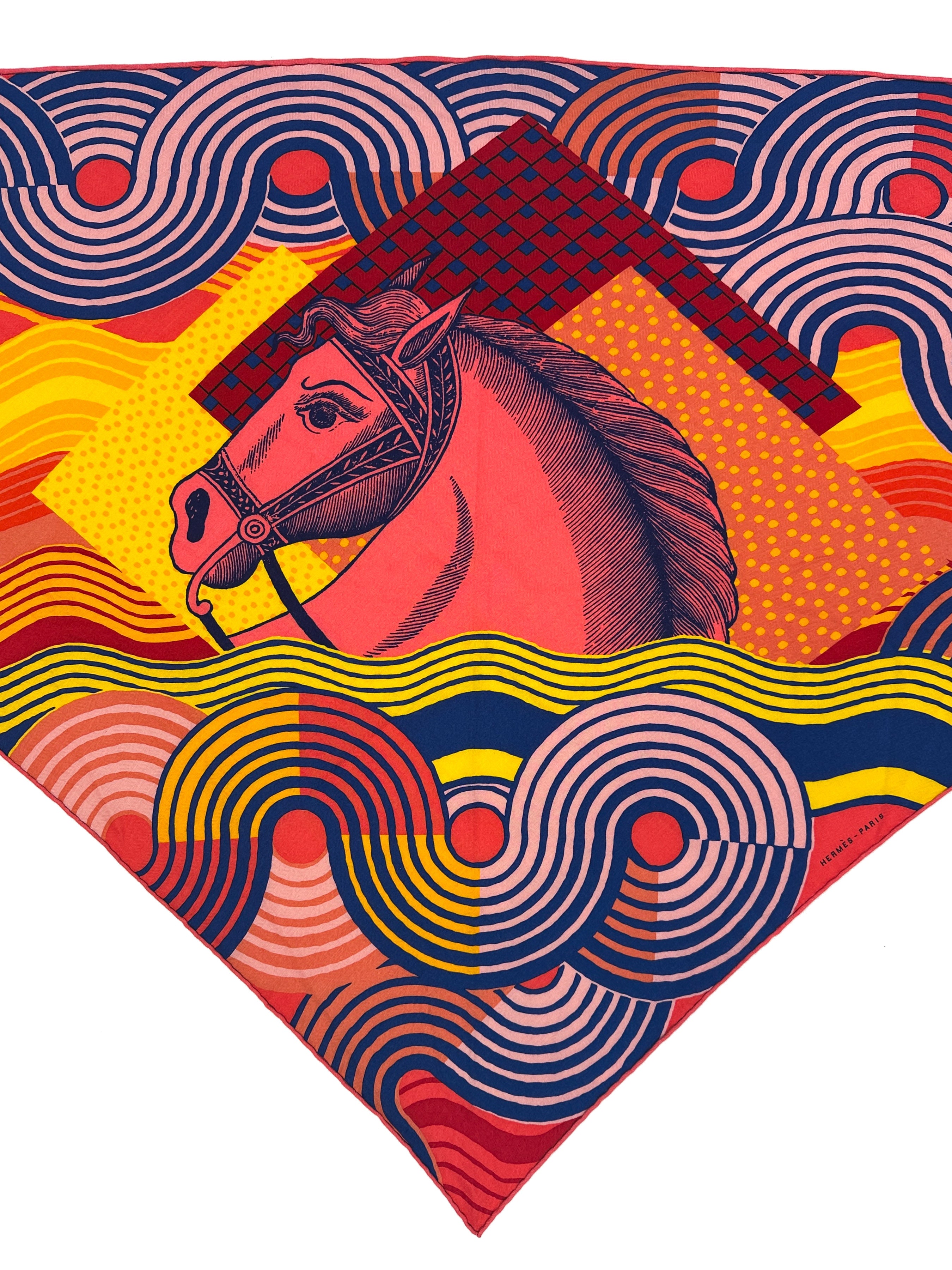 Hermès Cheval Vague Cashmere Silk Giant Triangle