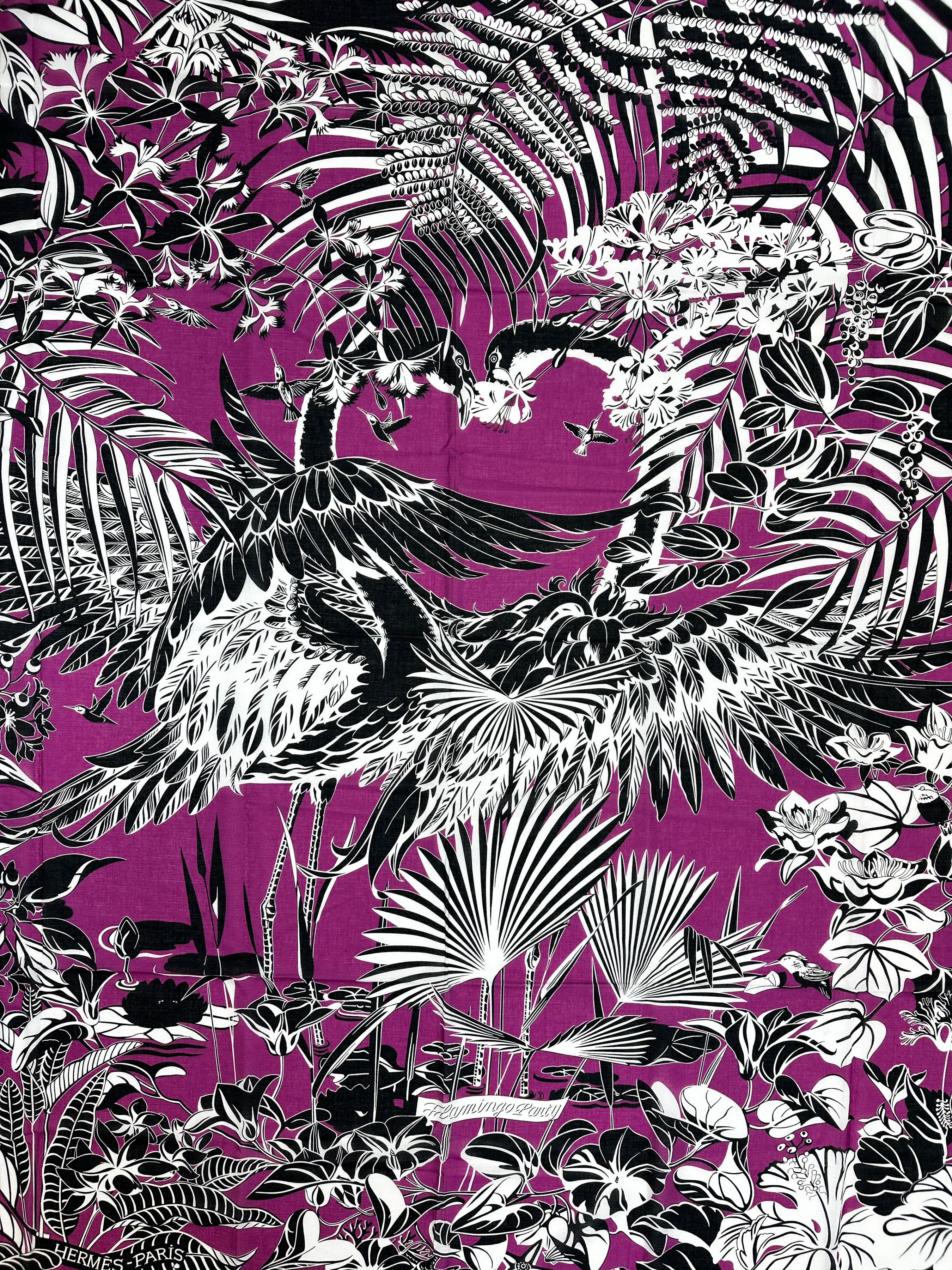 Hermès Flamingo Party Tatouage Cotton Pareo