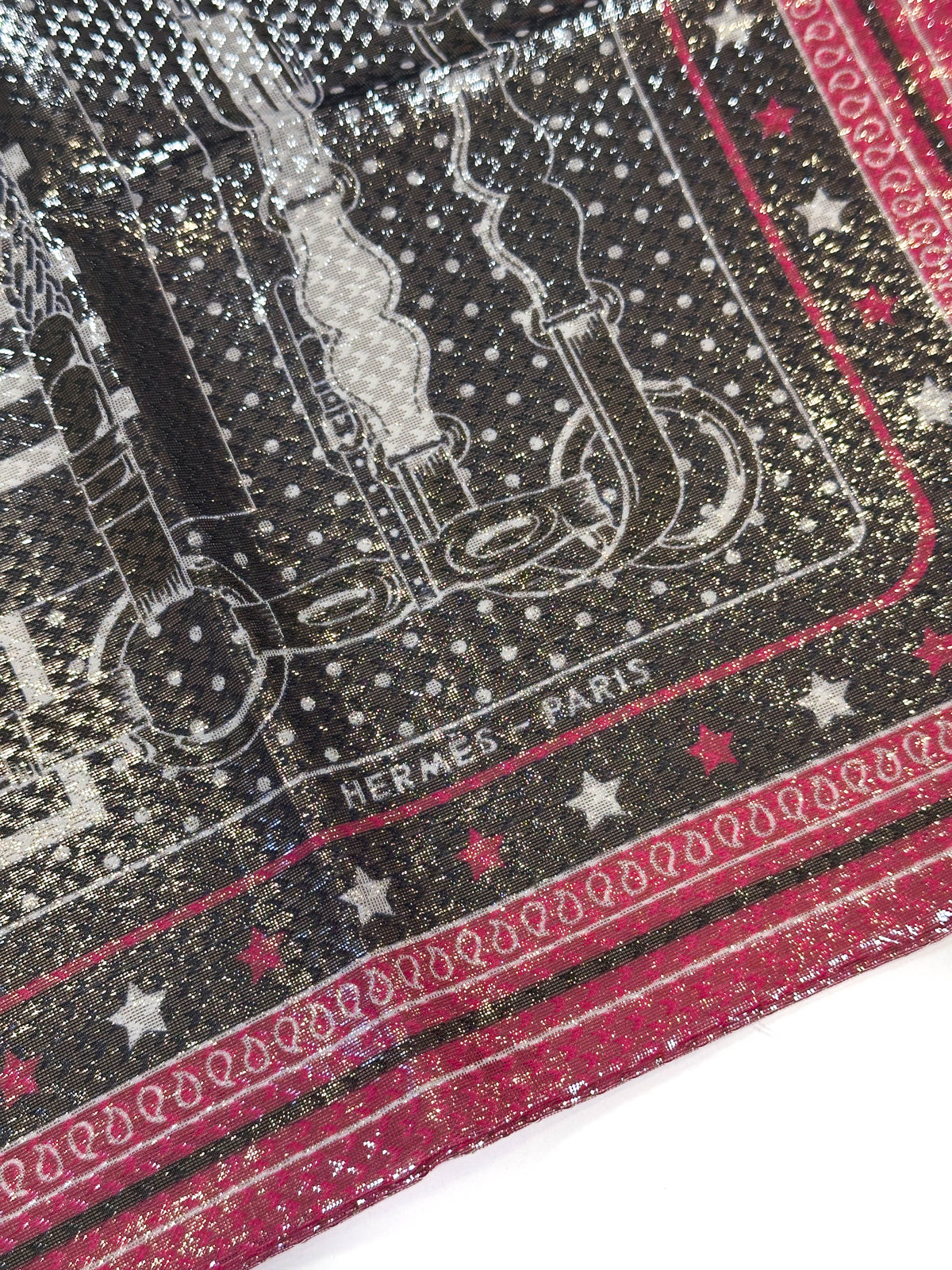 Hermès Coaching Disco Metallic Bandana 55