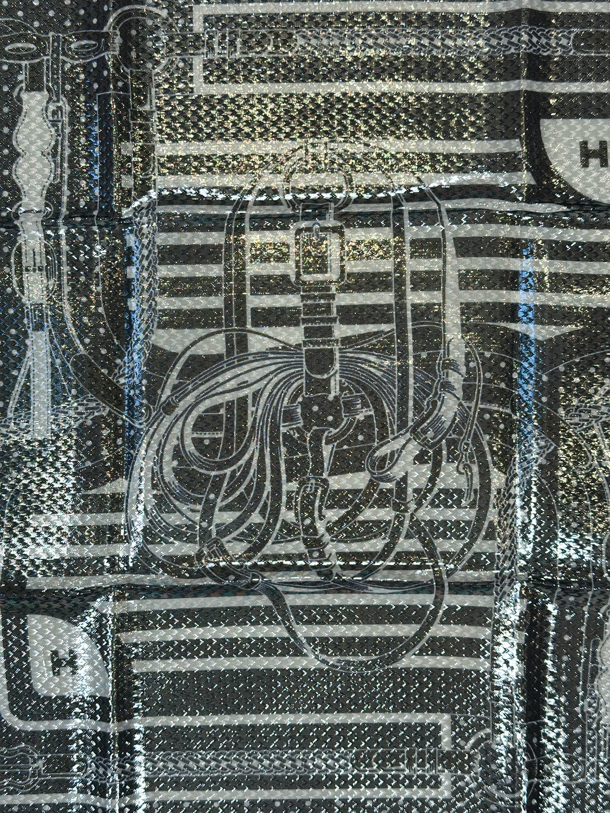 Hermès Coaching Disco Metallic Bandana 55