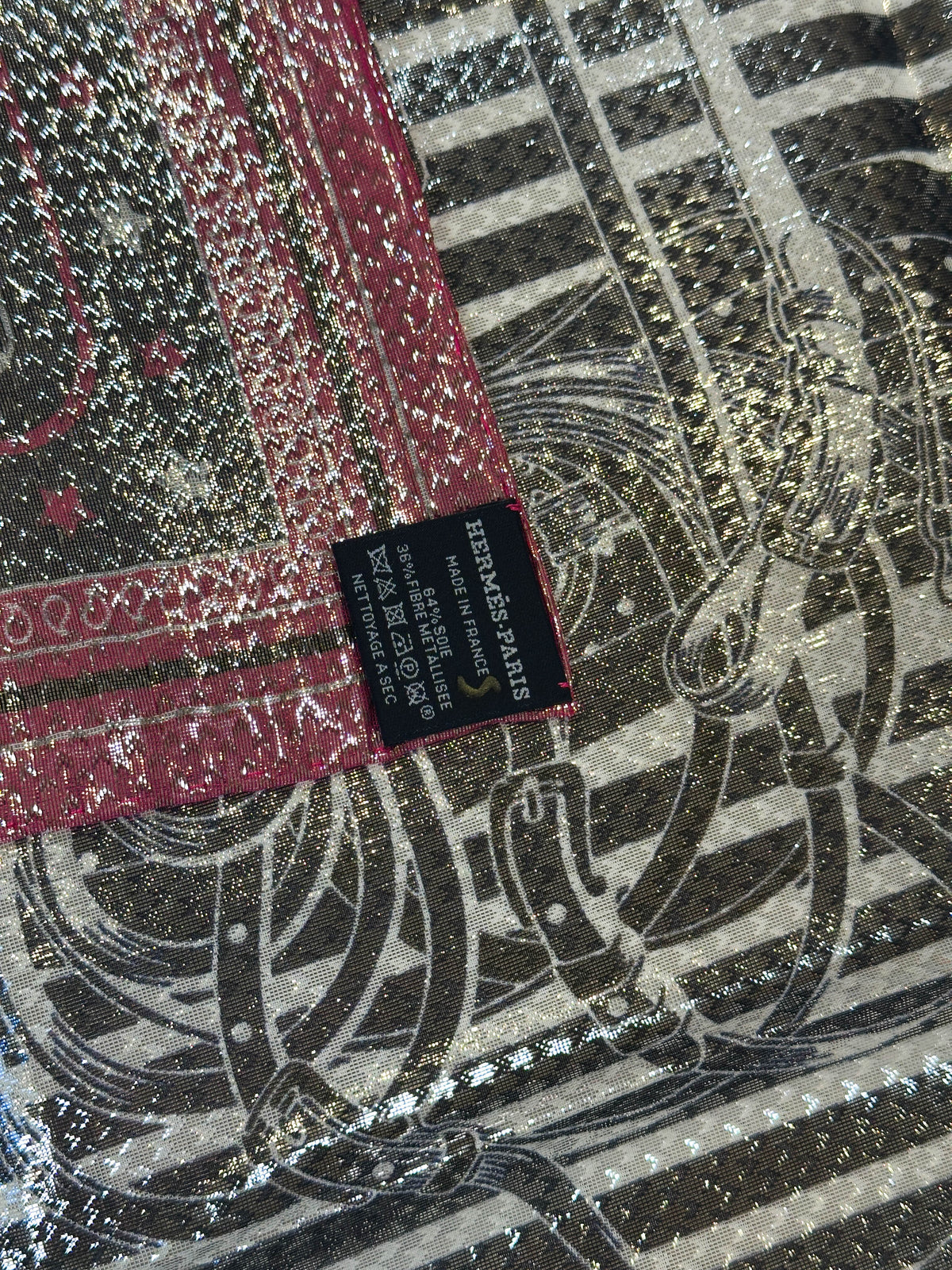 Hermès Coaching Disco Metallic Bandana 55