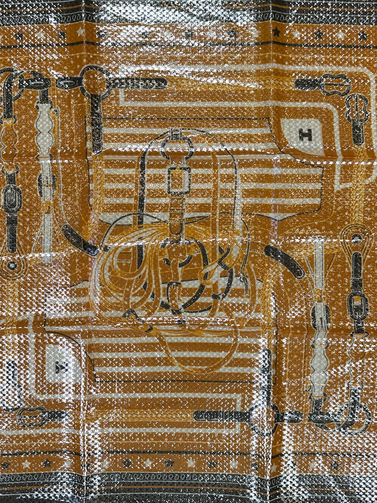 Hermès Coaching Disco Metallic Bandana 55