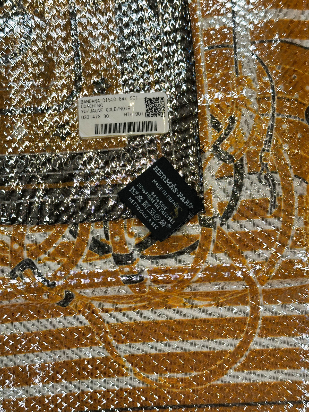 Hermès Coaching Disco Metallic Bandana 55