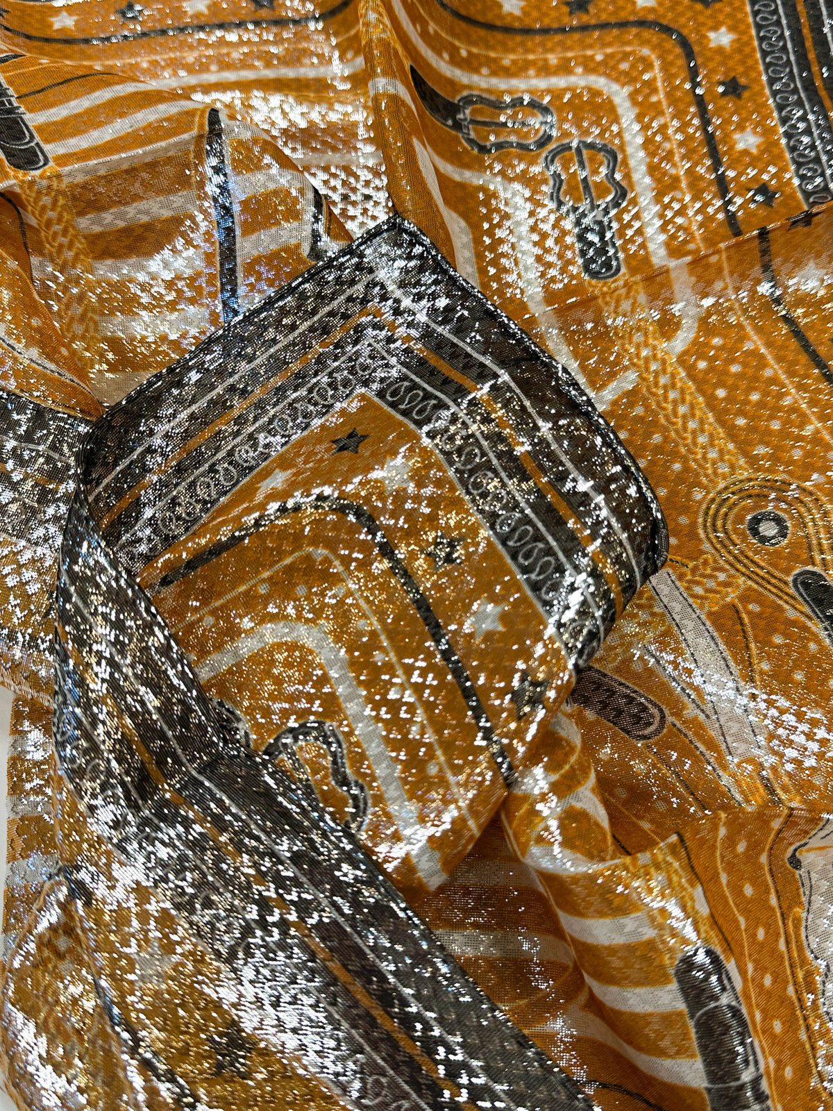 Hermès Coaching Disco Metallic Bandana 55