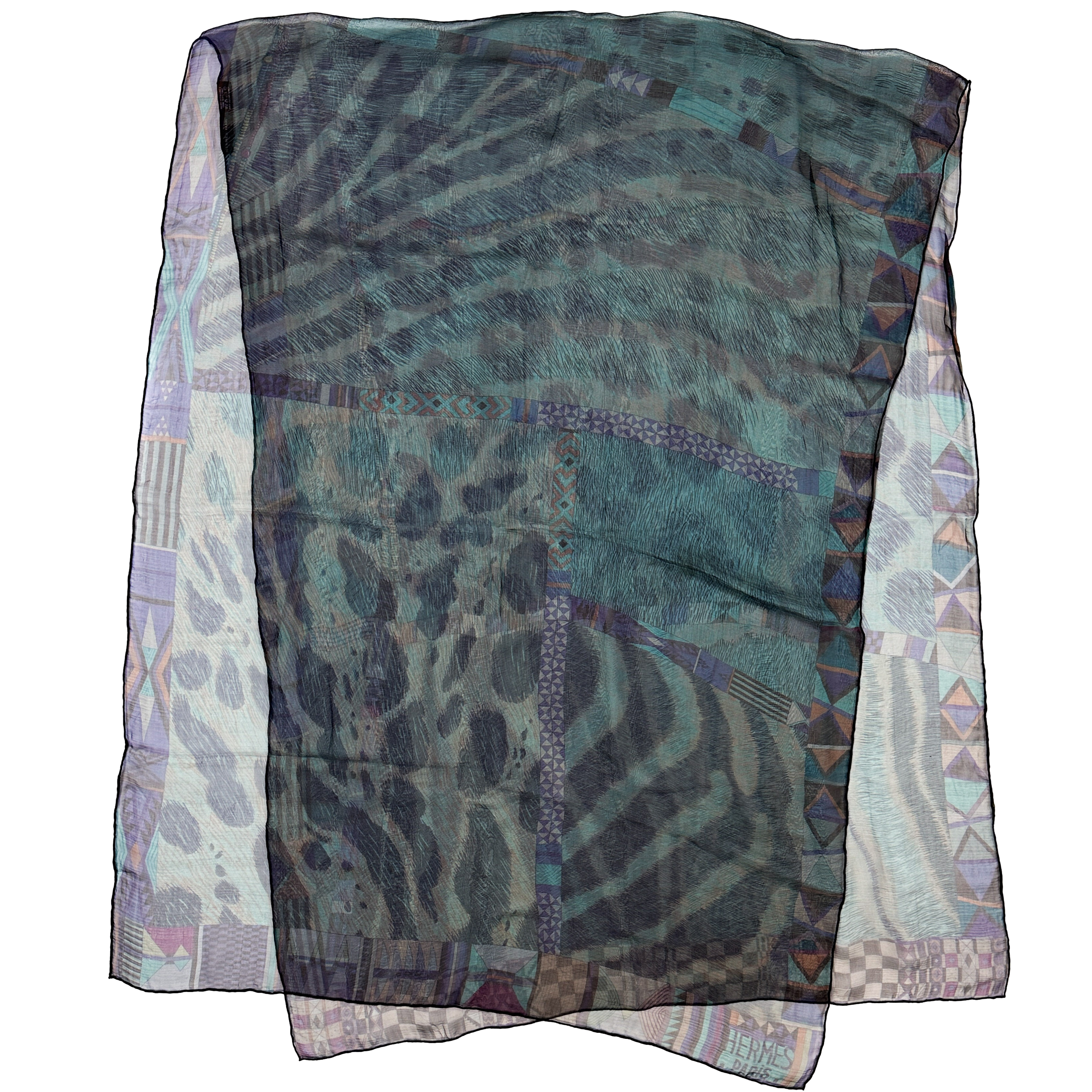 Hermès Pelages et Camouflage Mousseline Shawl