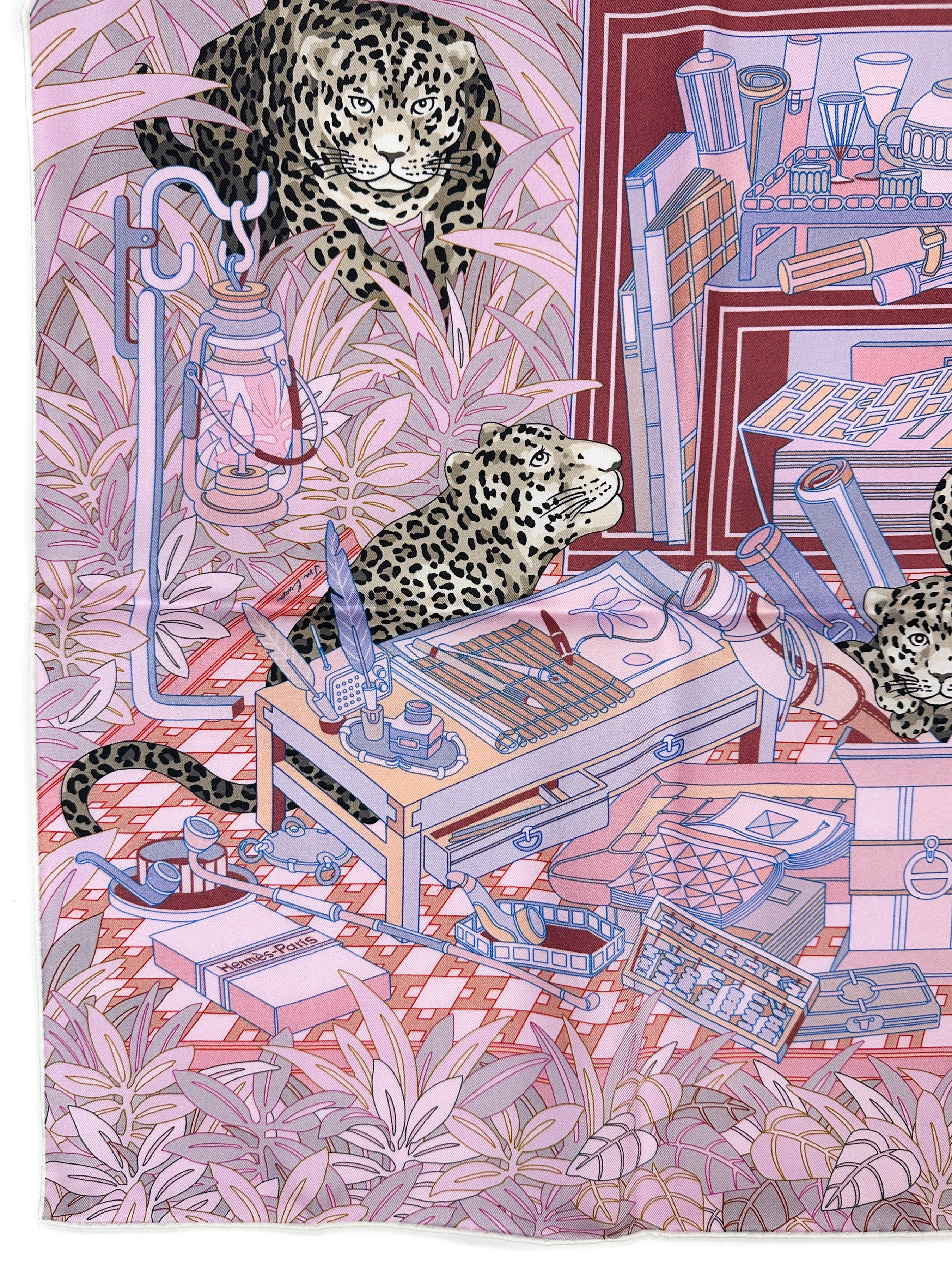 Hermès Douze Leopards Double Face 90