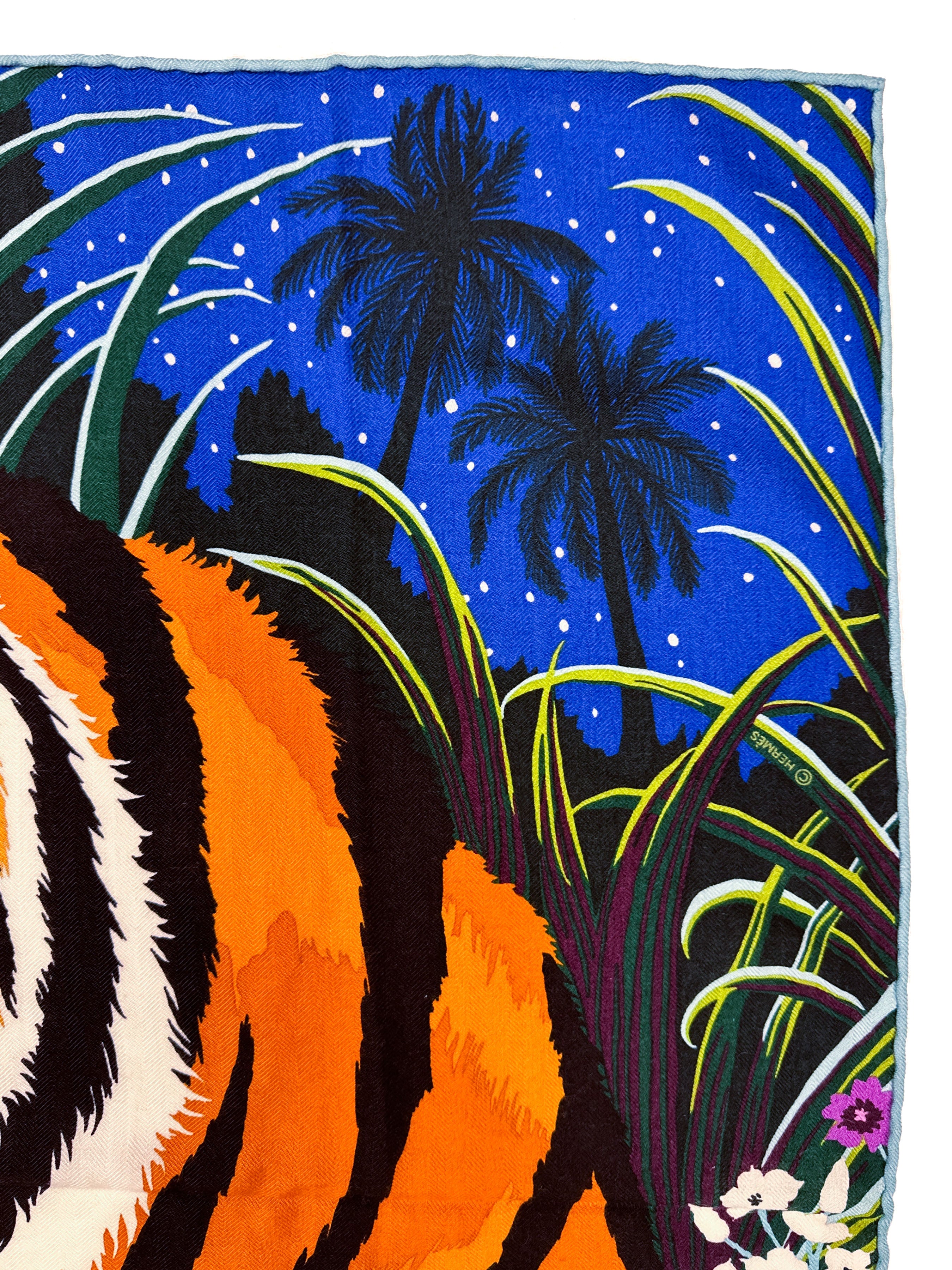 HERMES カレジュアン　カシシル140 TYGER TYGER Hermès Tyger Tyger Cashmere Silk 140