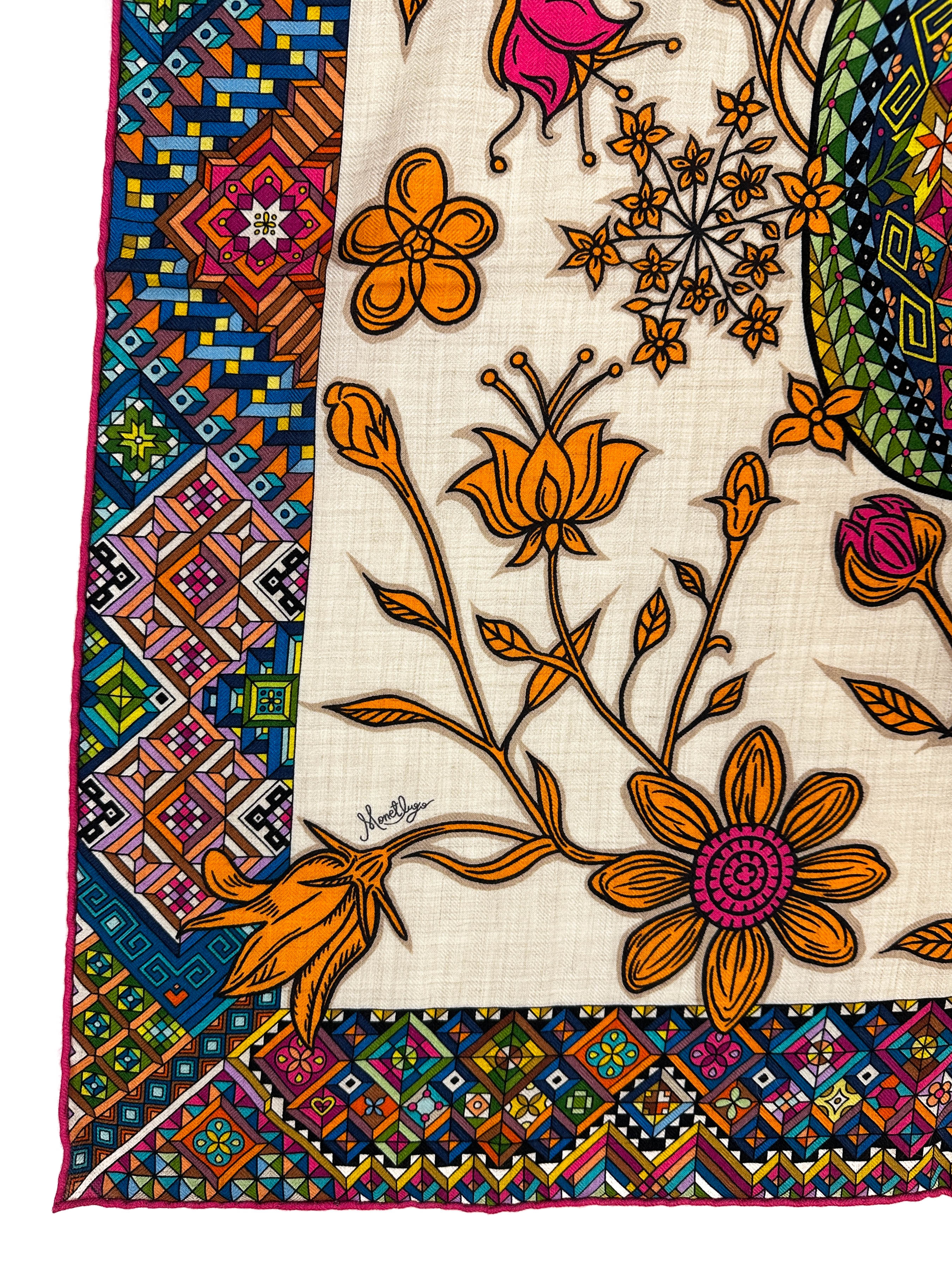 Hermès Le Jaguar et le Colibri Cashmere Silk 140