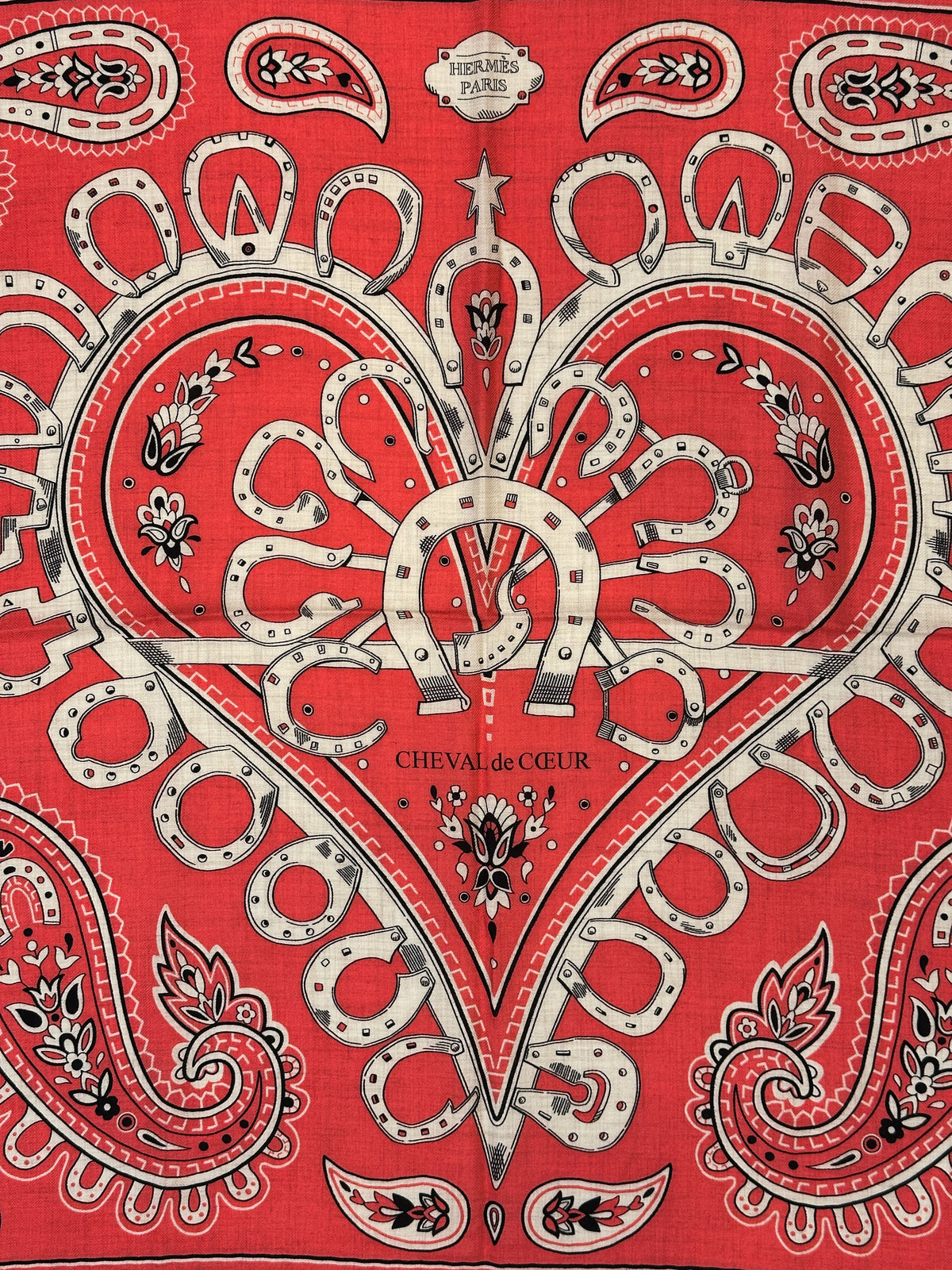 Hermès Cheval de Coeur Bandana Cashmere Silk 140