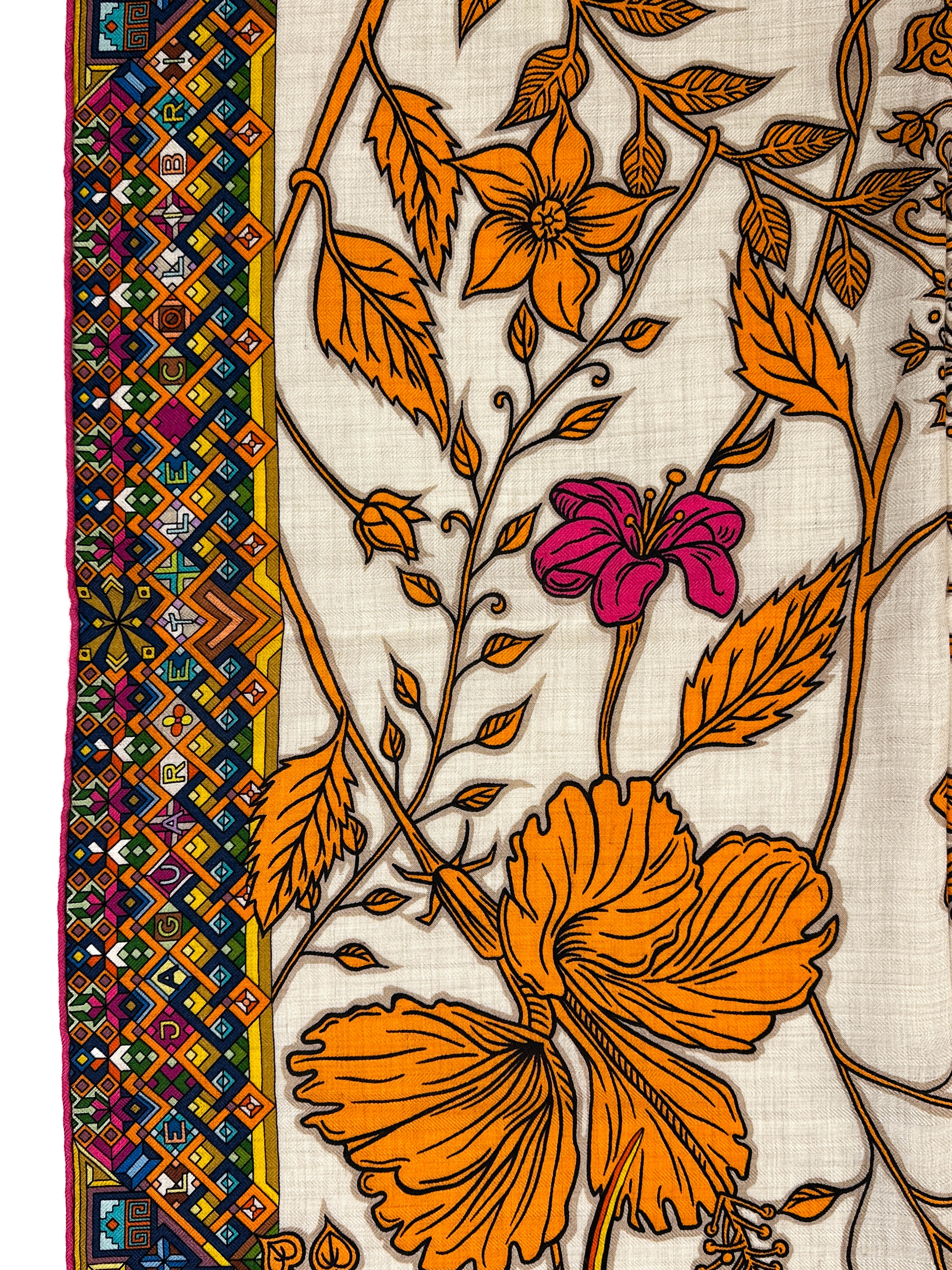 Hermès Le Jaguar et le Colibri Cashmere Silk 140