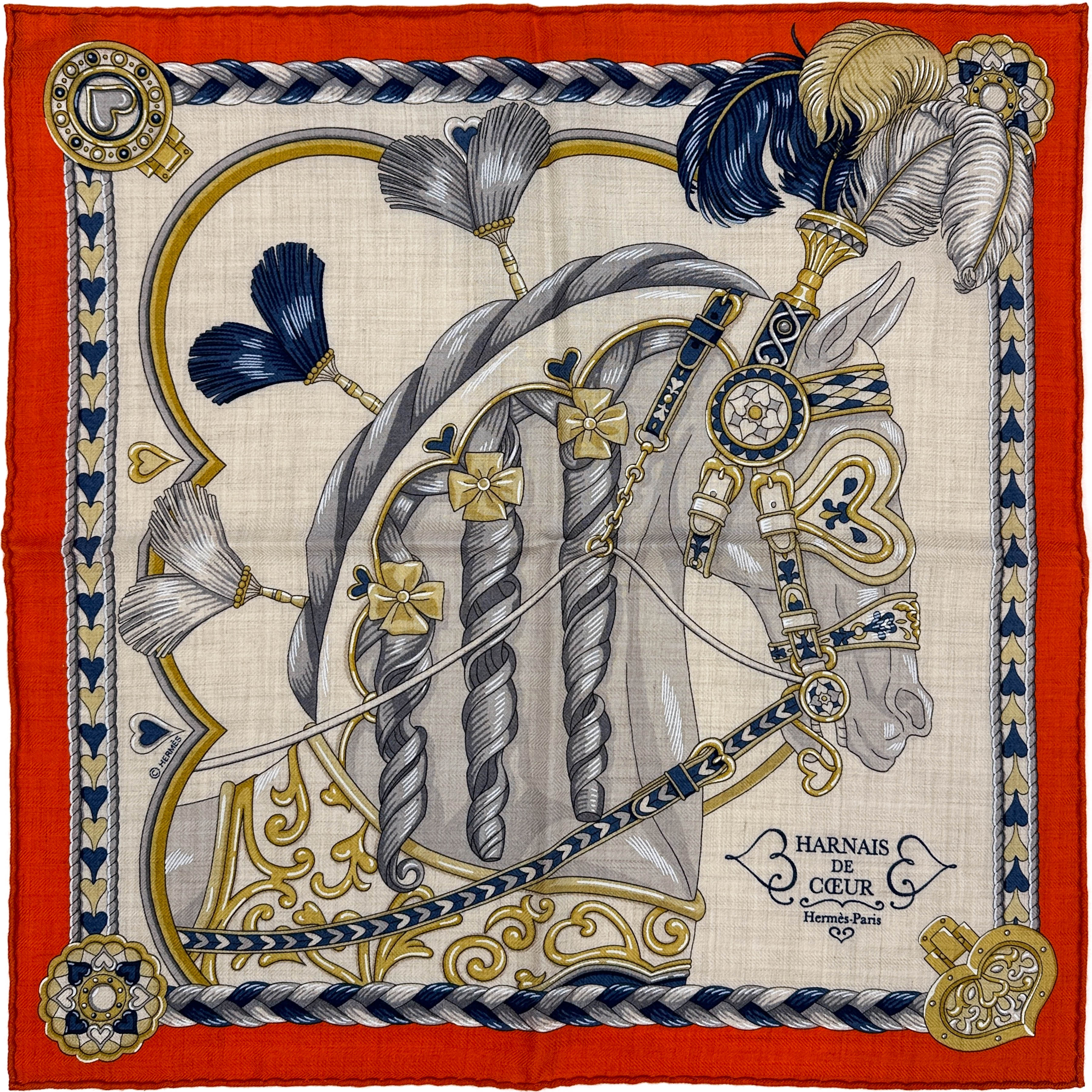 Hermès Harnais de Coeur Cashmere Silk 45