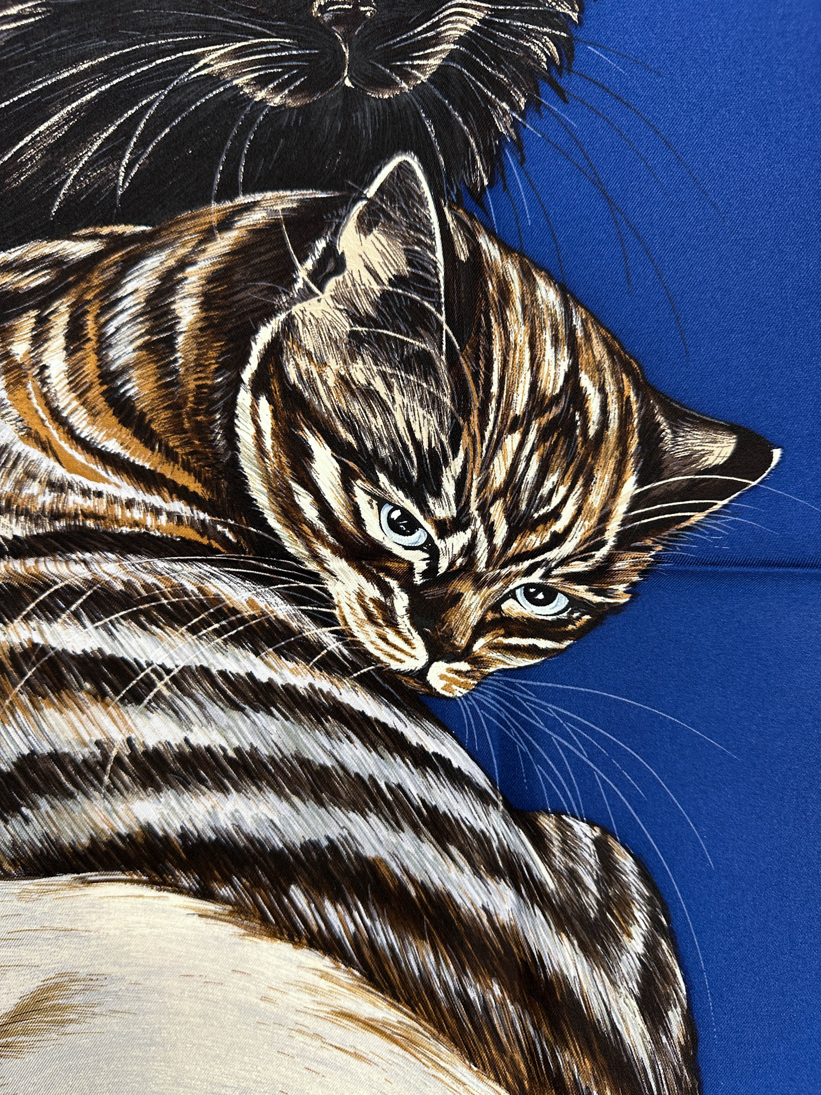ニ*コ様 HERMES スカーフ カレ90 Les Chats レ・シャ 猫達 Hermès Les Chats 90