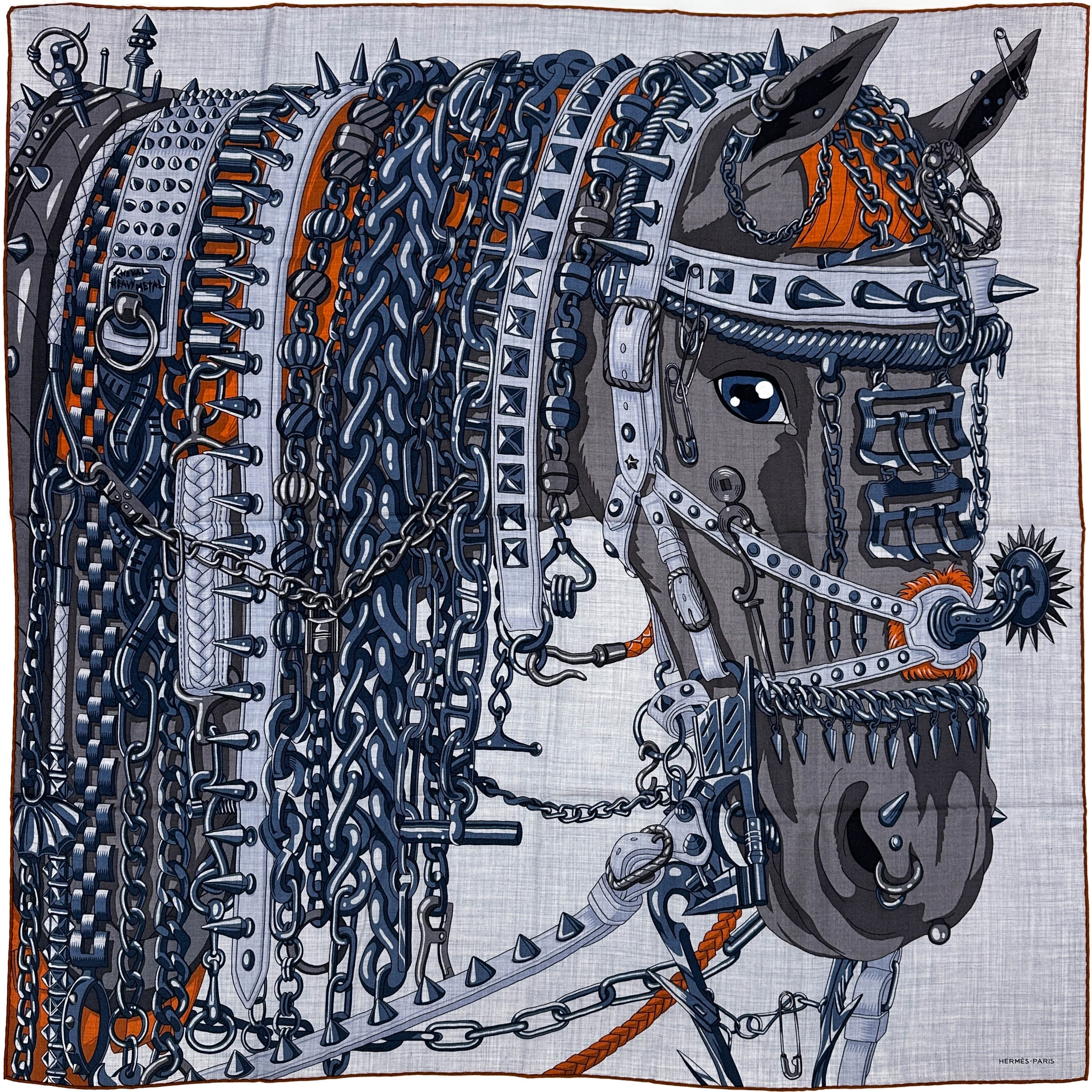 Hermès Cheval Heavy Metal Cashmere Silk 100