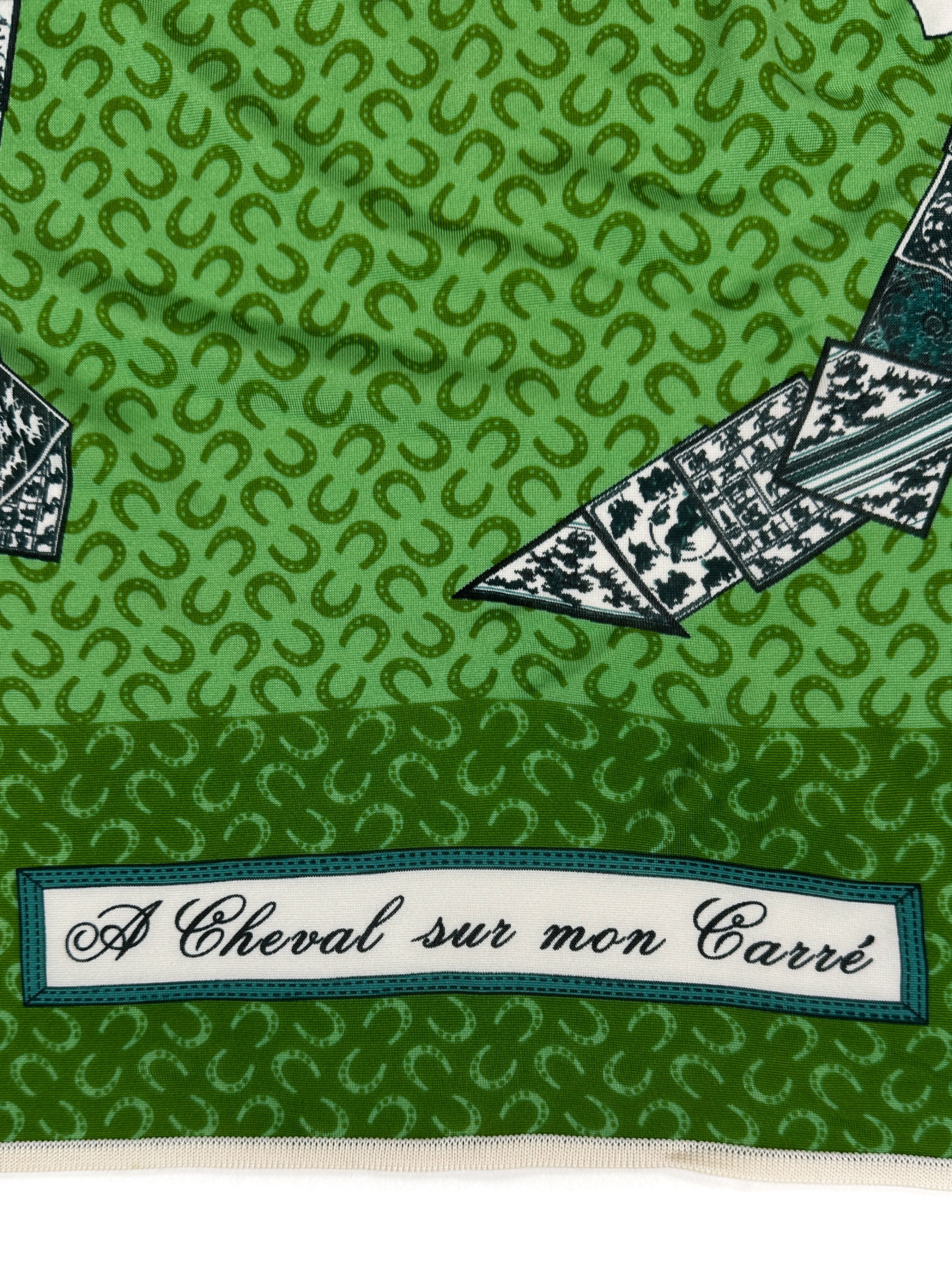 Hermès À Cheval Sur Mon Carré Silk Jersey 90
