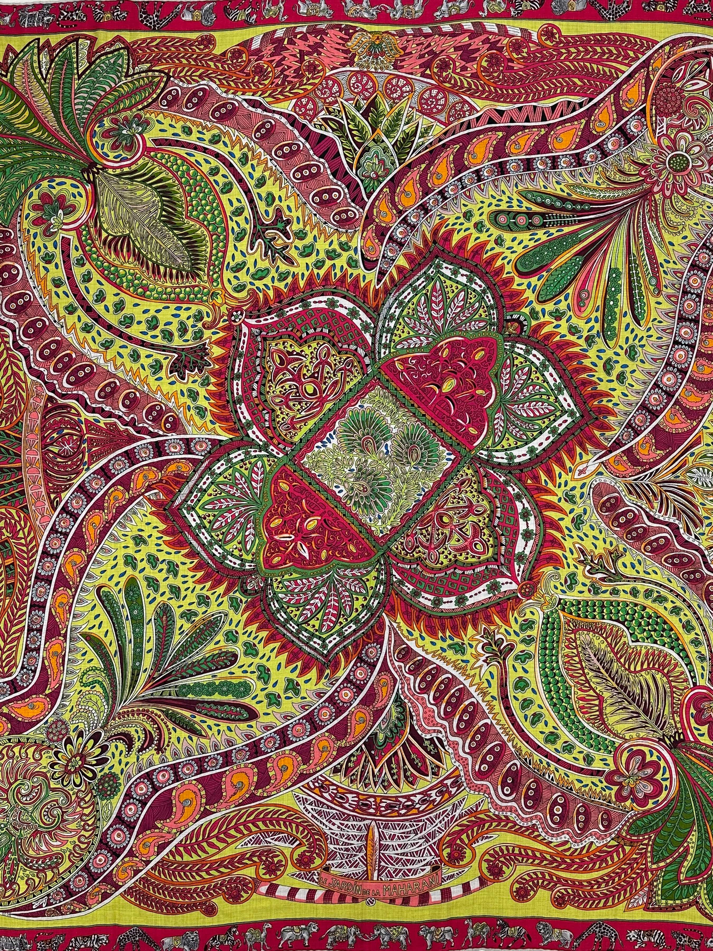 Hermès Le Jardin de Maharani Cashmere Silk 140