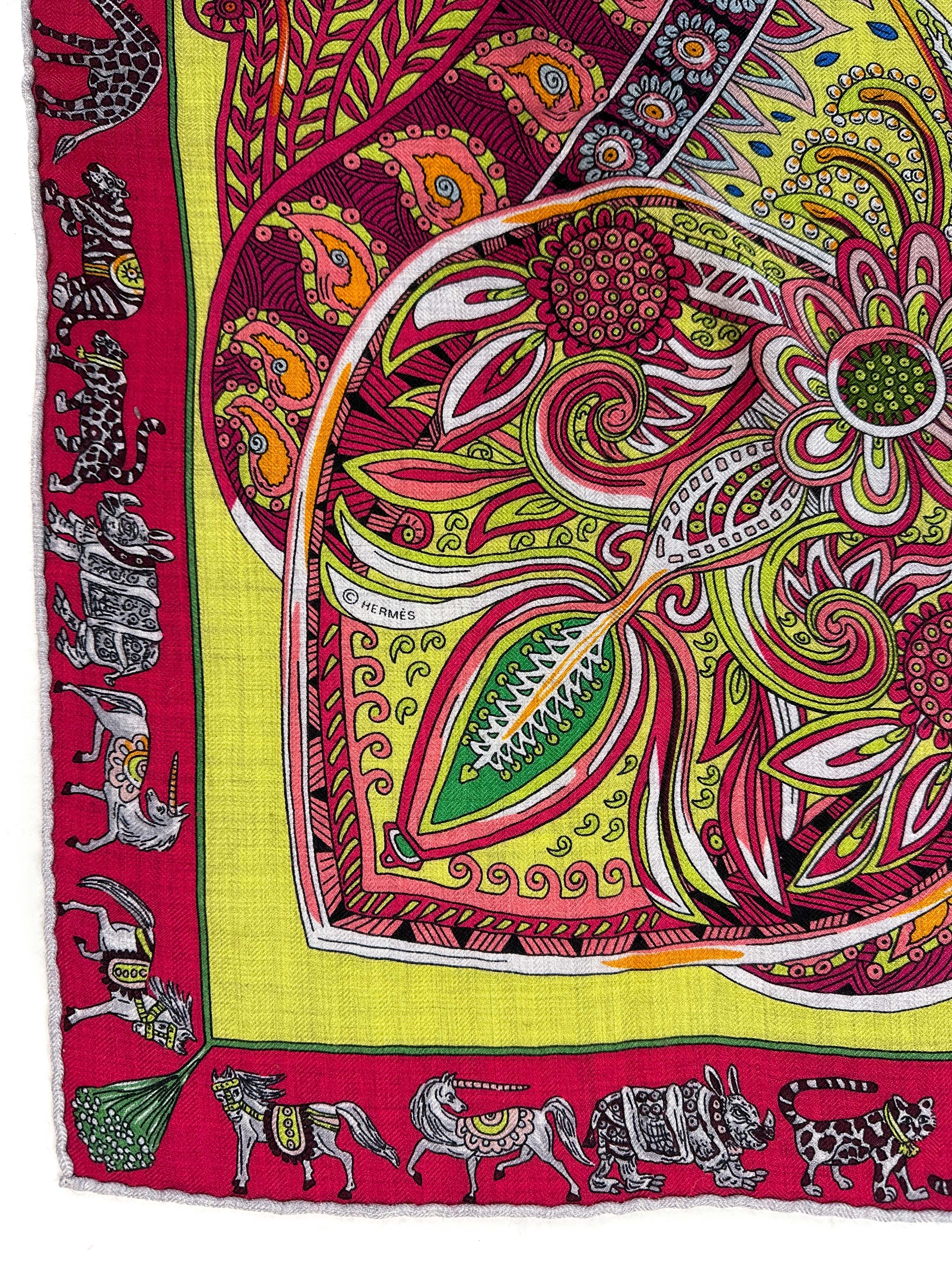 Hermès Le Jardin de Maharani Cashmere Silk 140