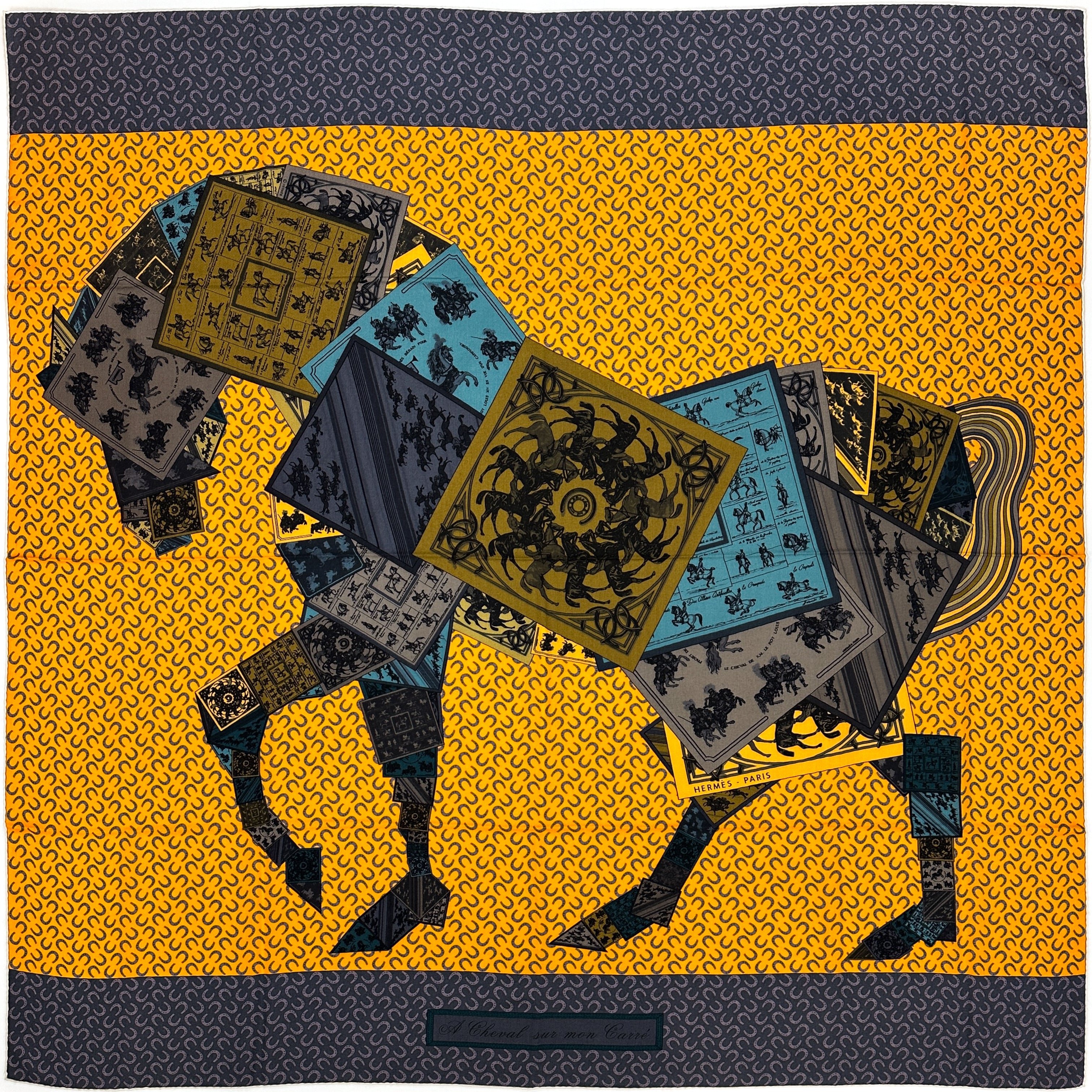 Hermès À Cheval Sur Mon Carré Cashmere Silk 140