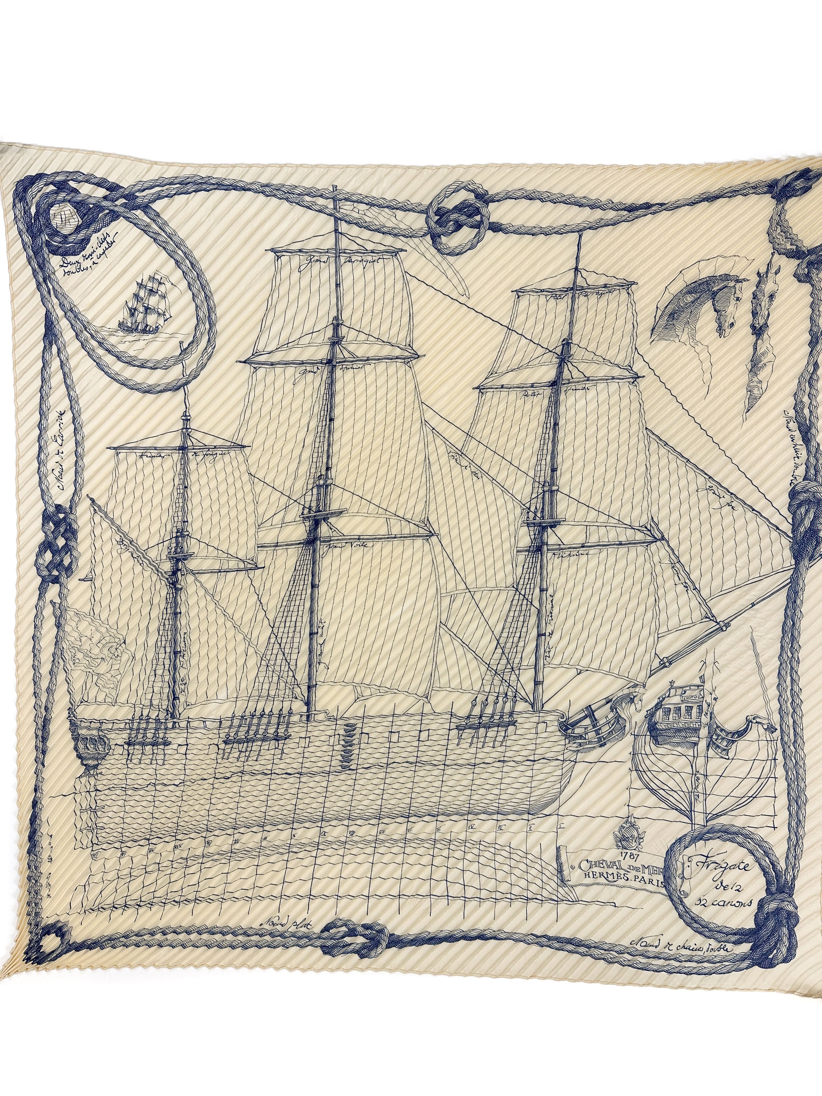 Hermès Cheval de Mer Plissé 90