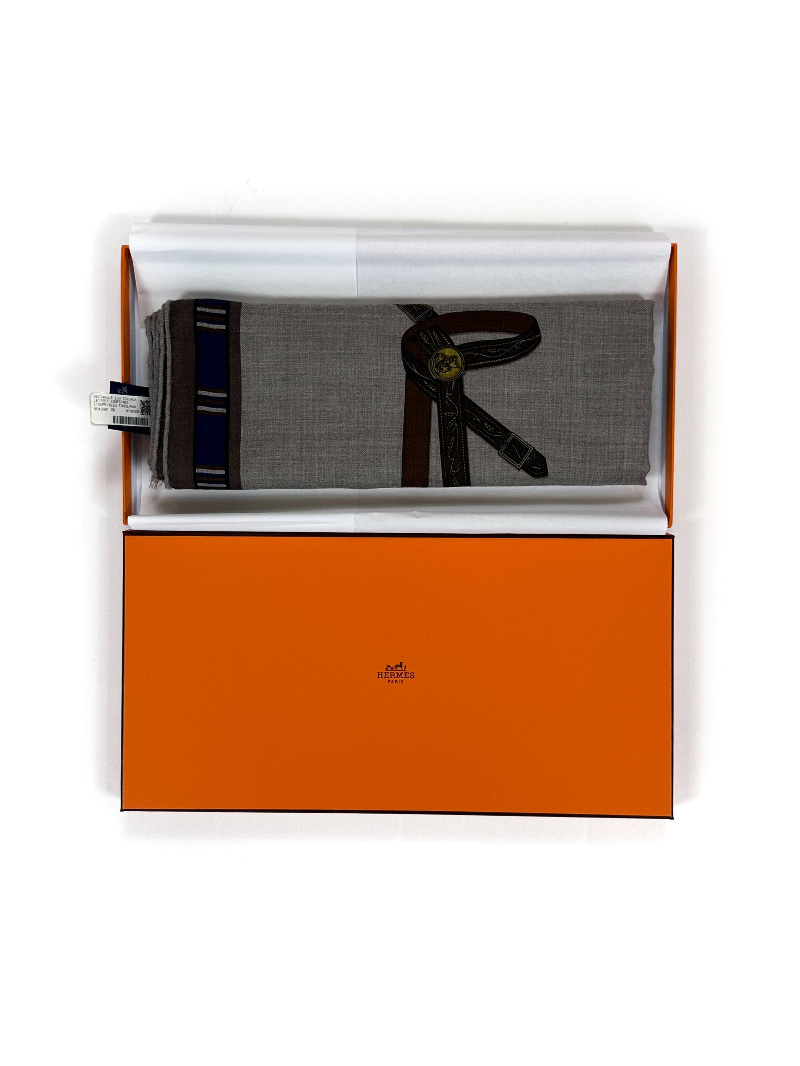 Hermès Lettres Equestres Cashmere Silk Shawl