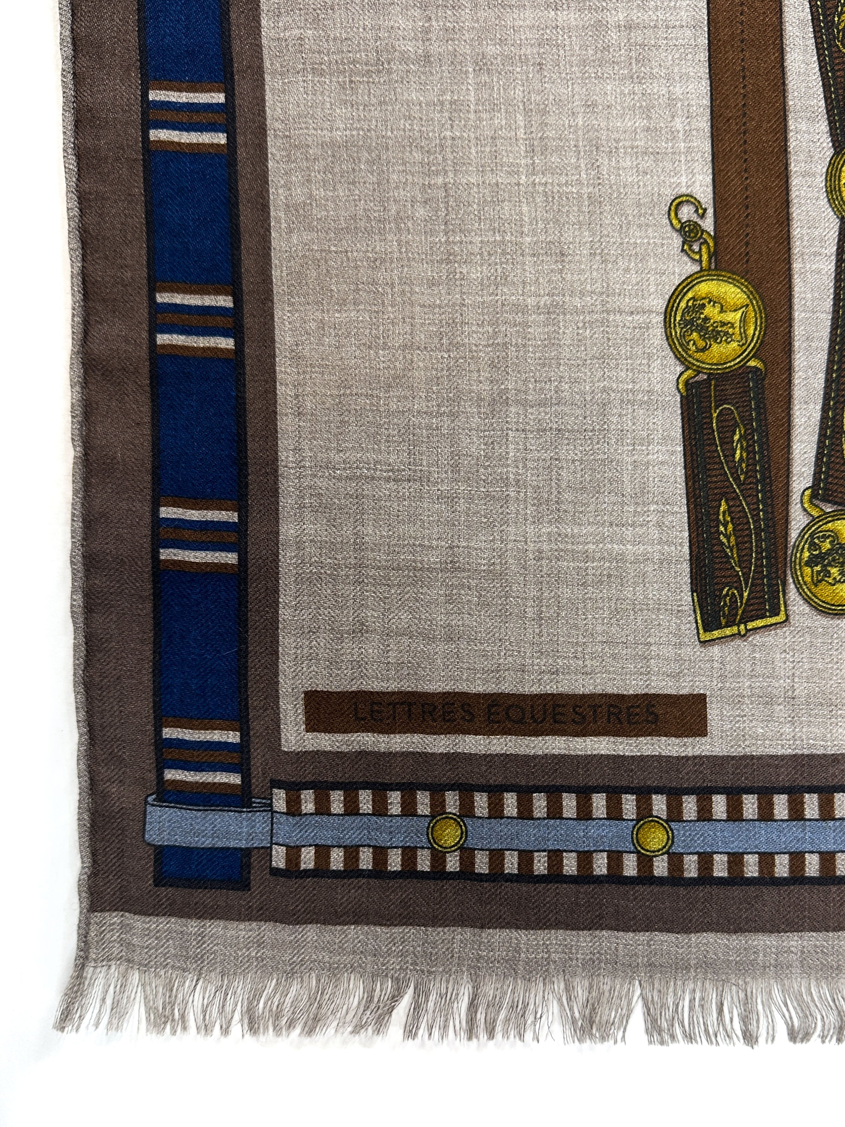 Hermès Lettres Equestres Cashmere Silk Shawl
