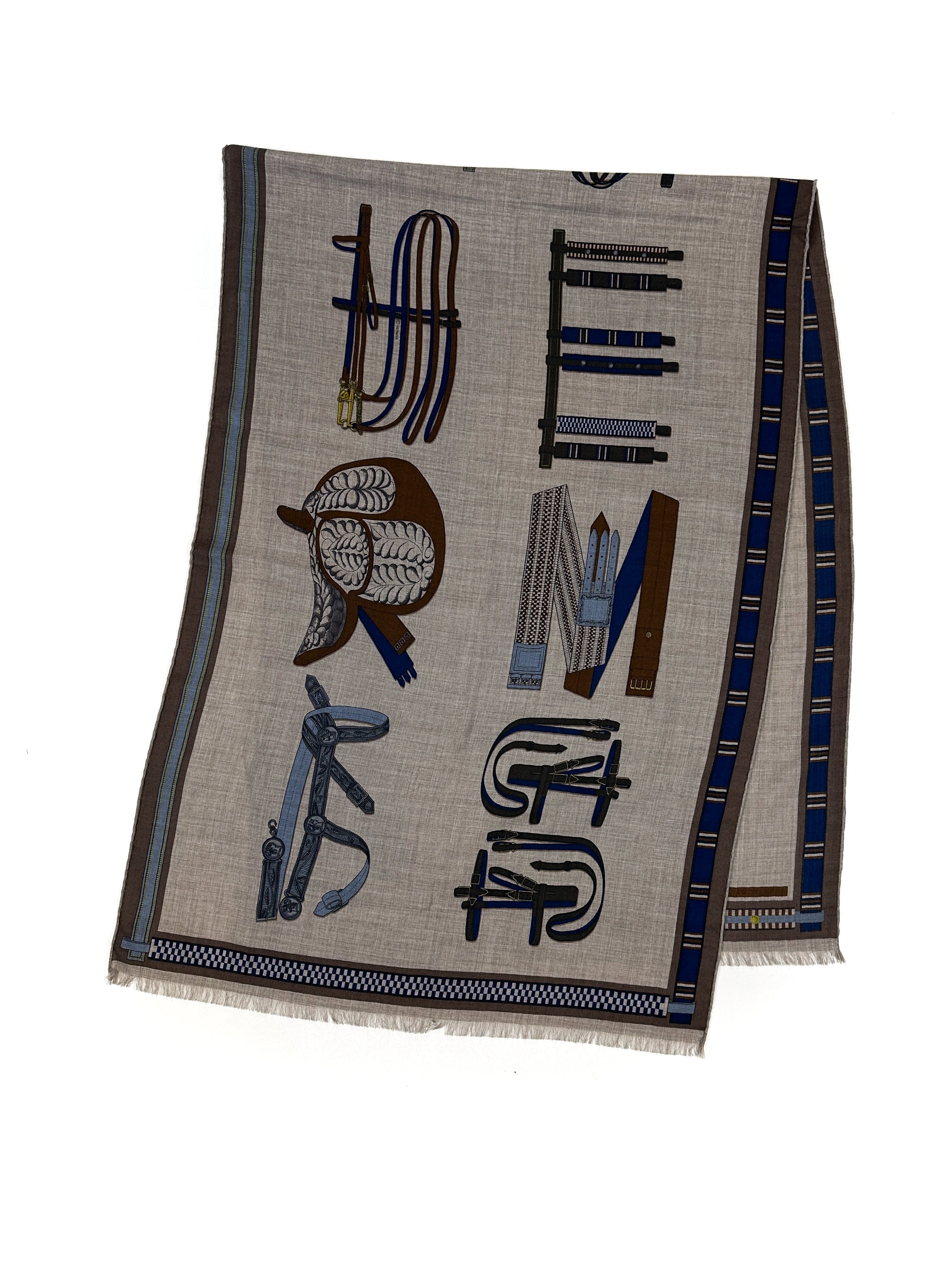 Hermès Lettres Equestres Cashmere Silk Shawl