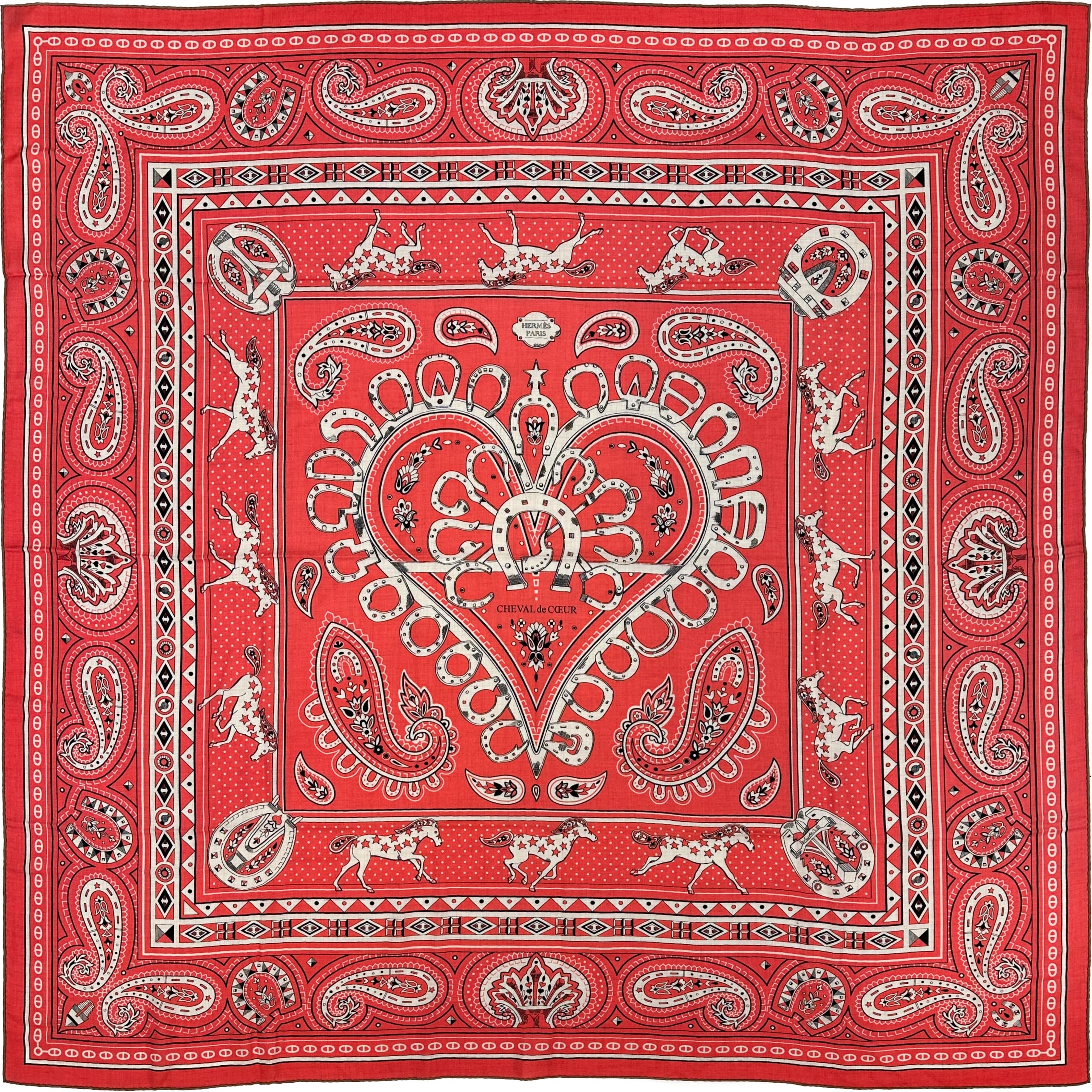 Hermès Cheval de Coeur Bandana Cashmere Silk 140