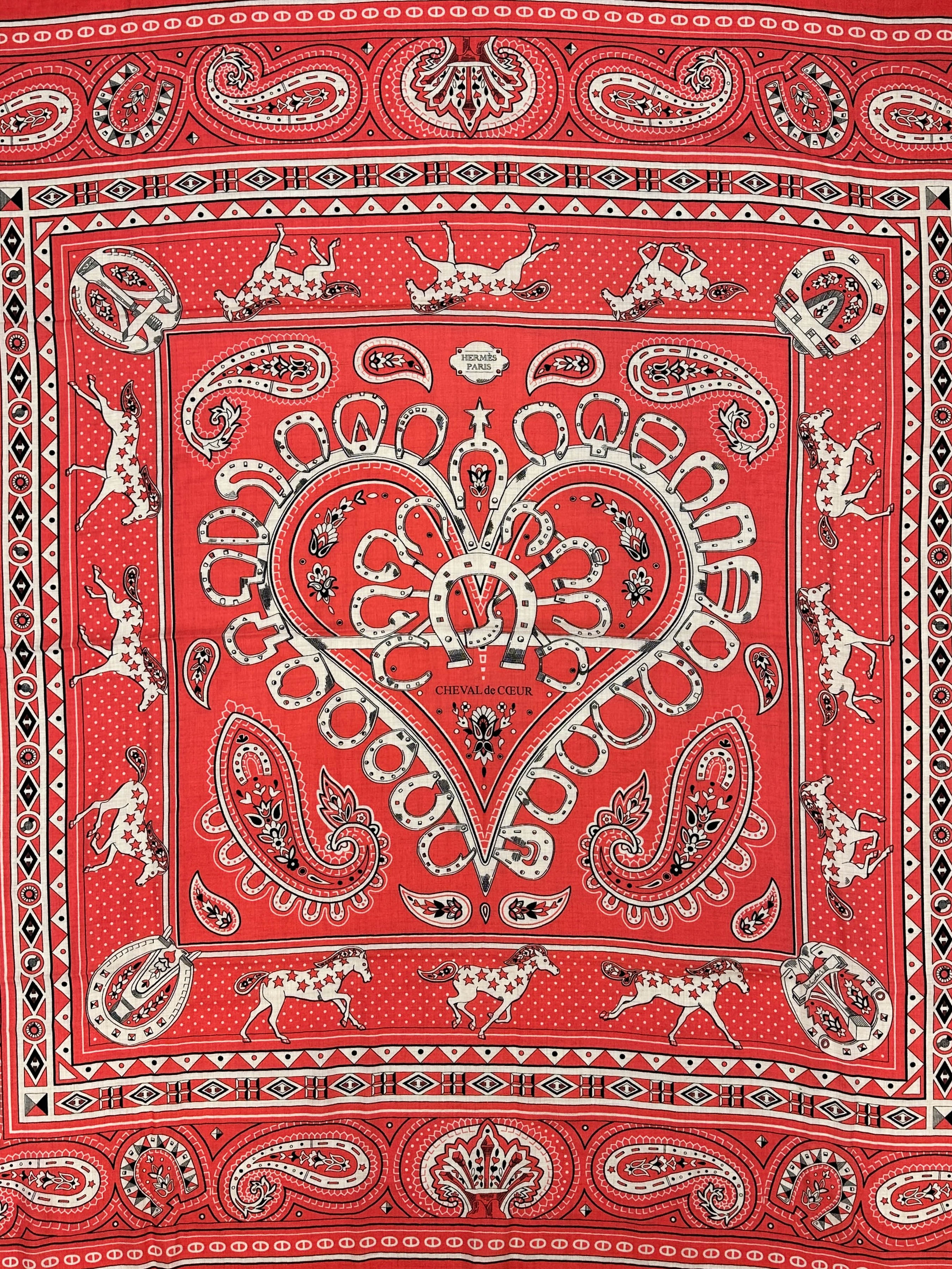 Hermès Cheval de Coeur Bandana Cashmere Silk 140