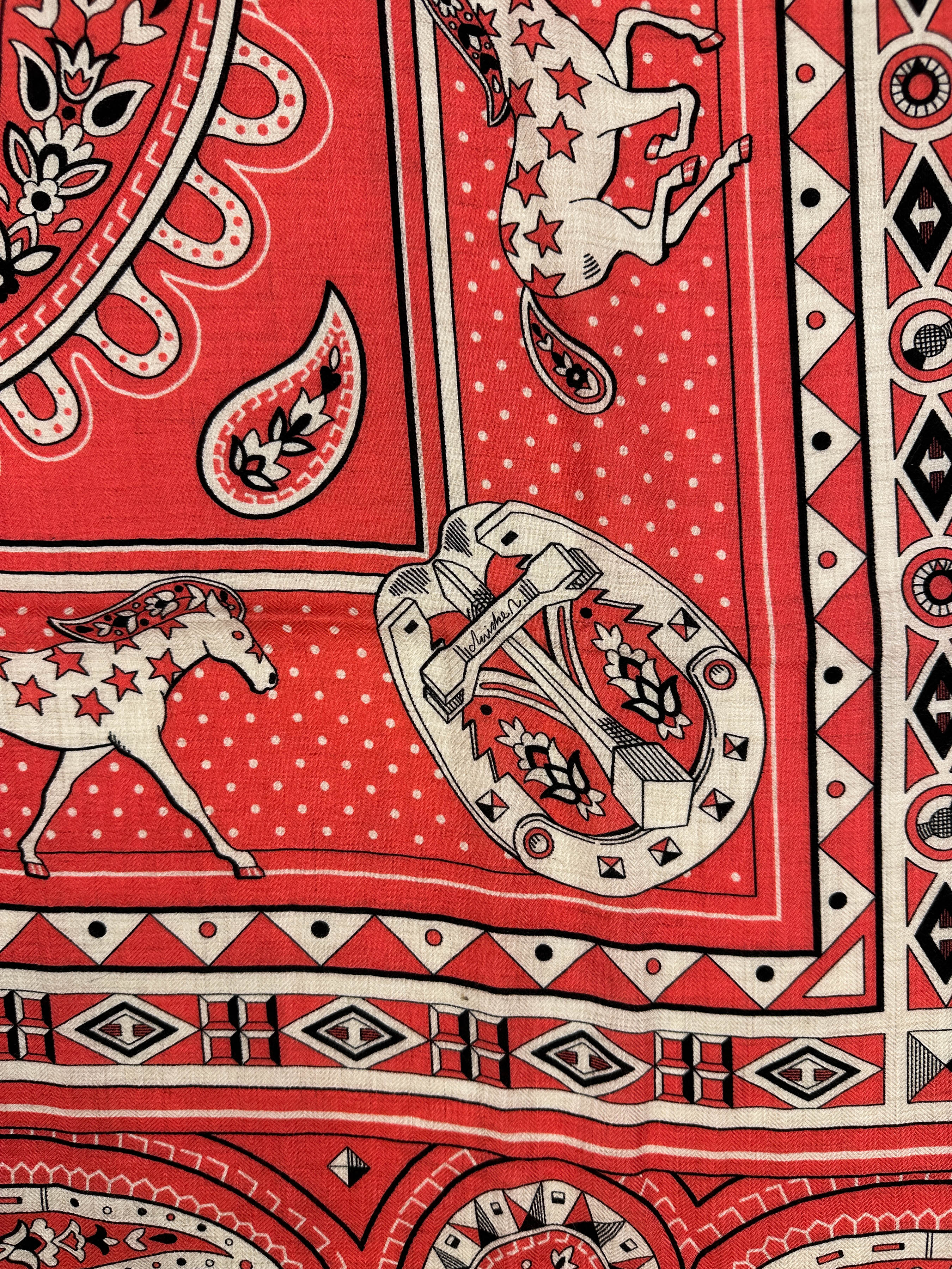 Hermès Cheval de Coeur Bandana Cashmere Silk 140