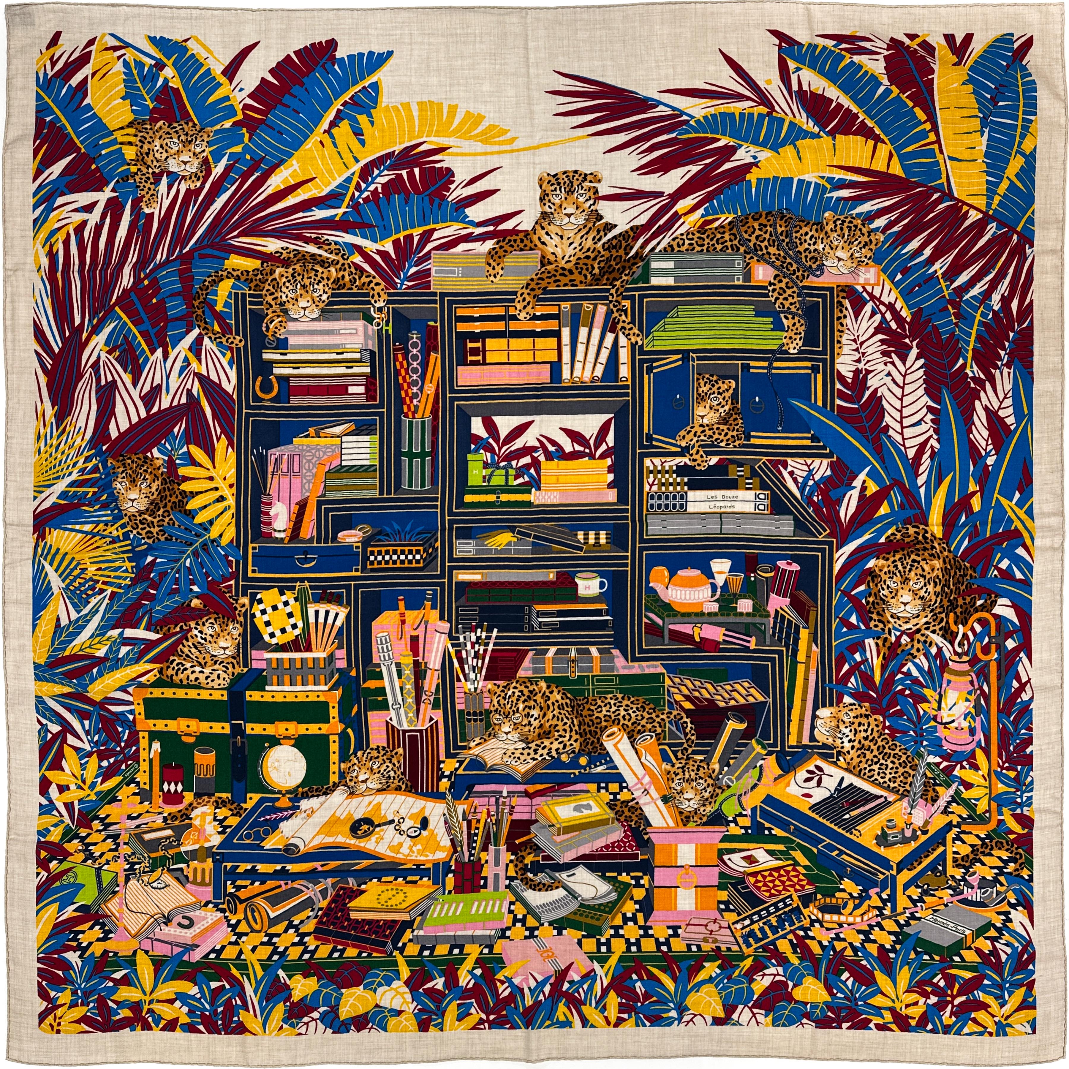 Hermès Douze Leopards Cashmere Silk 140