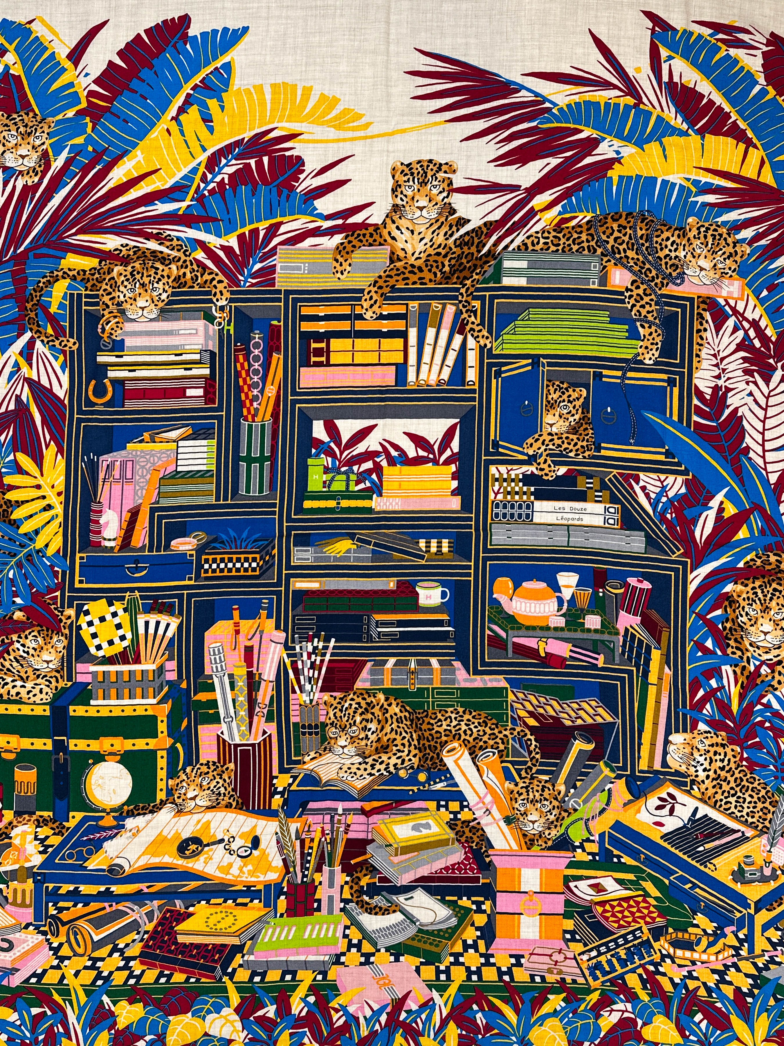Hermès Douze Leopards Cashmere Silk 140