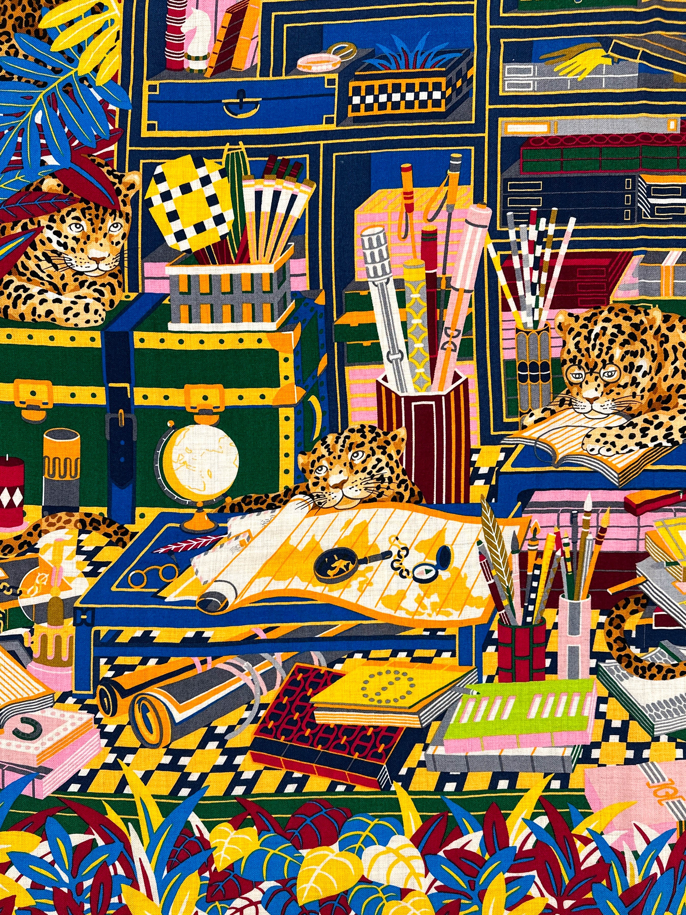 Hermès Douze Leopards Cashmere Silk 140