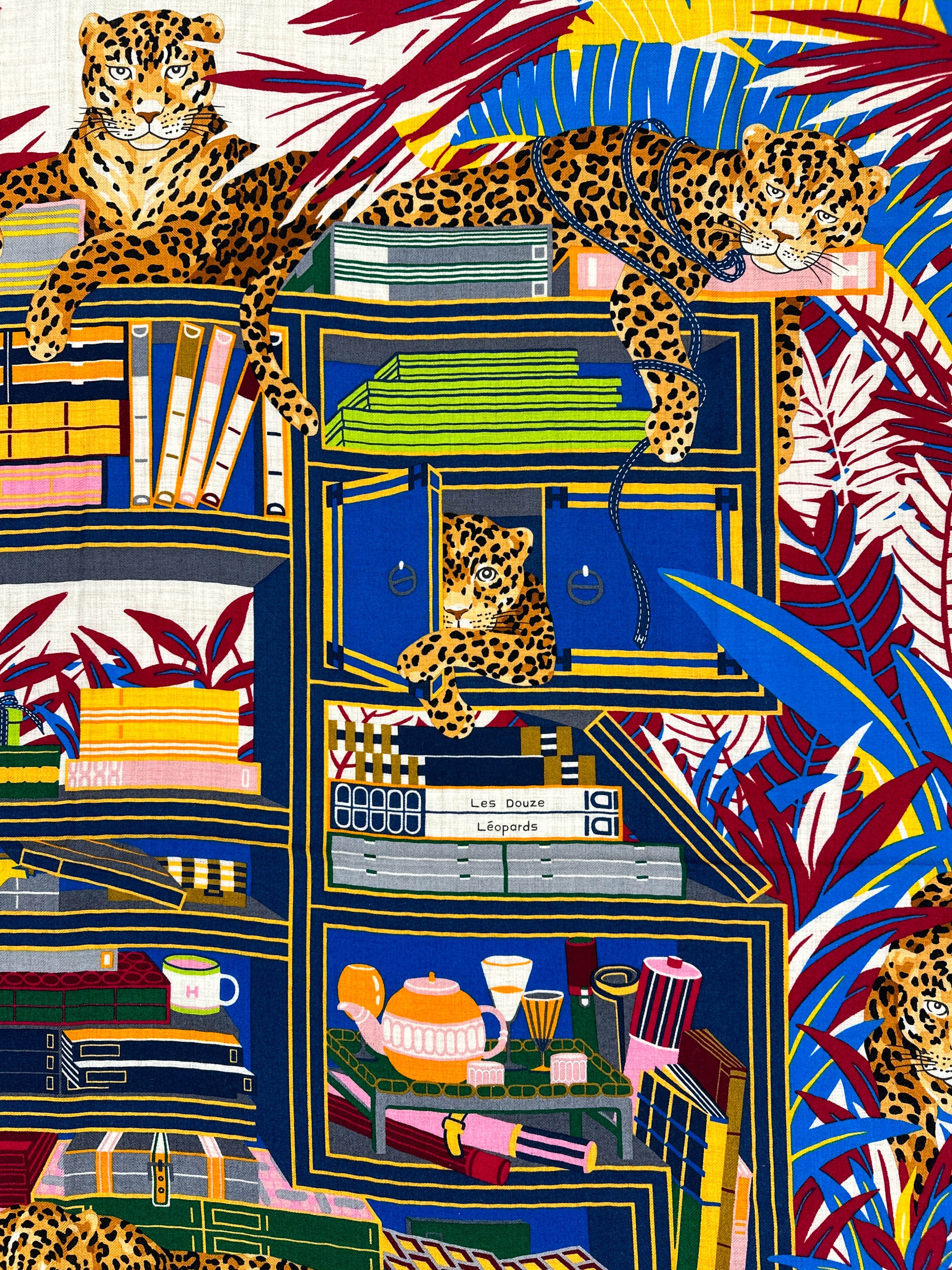Hermès Douze Leopards Cashmere Silk 140