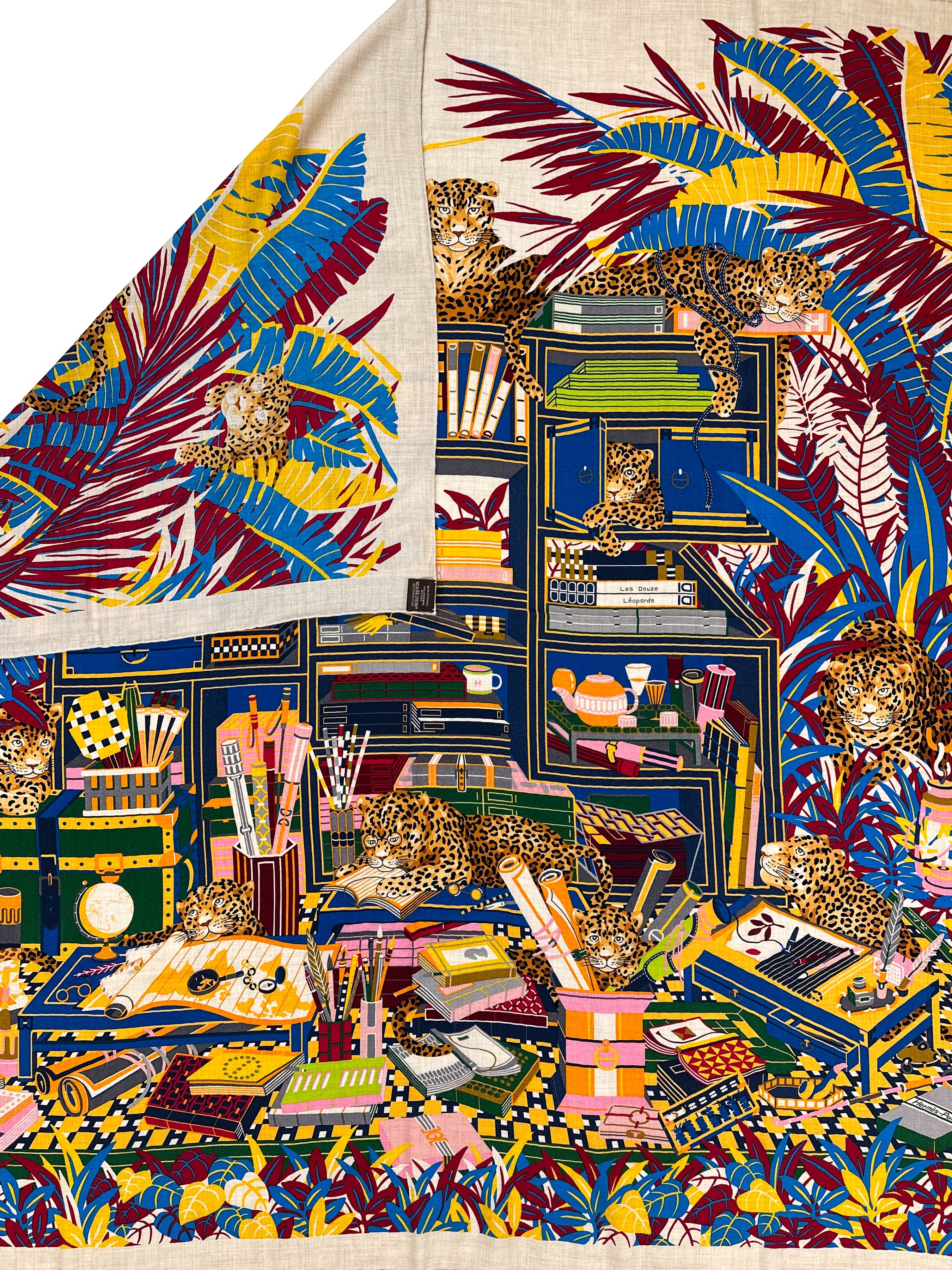 Hermès Douze Leopards Cashmere Silk 140
