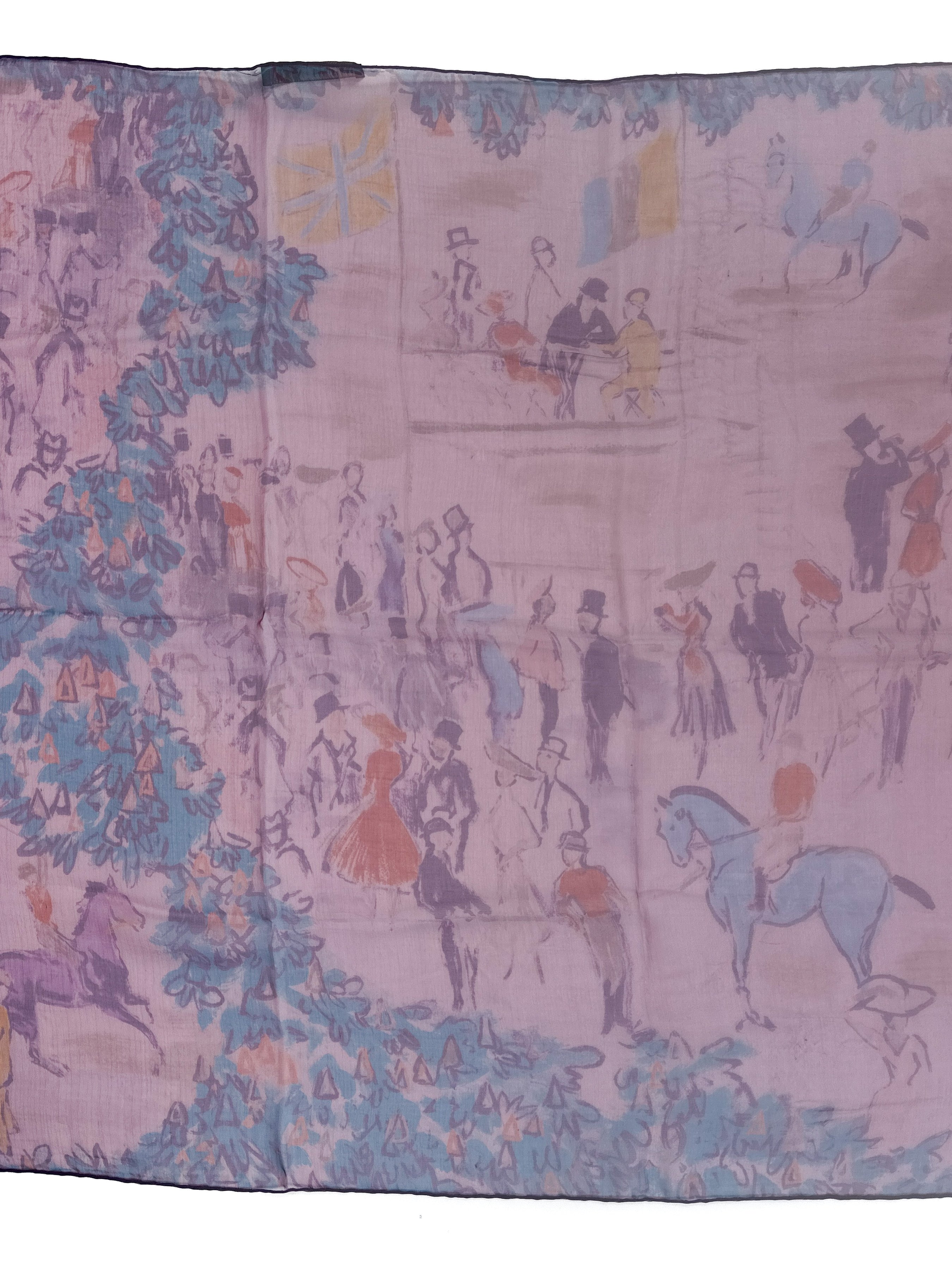 Hermès Le Grand Prix de Polo de Bagatelle Changeant Mousseline Shawl